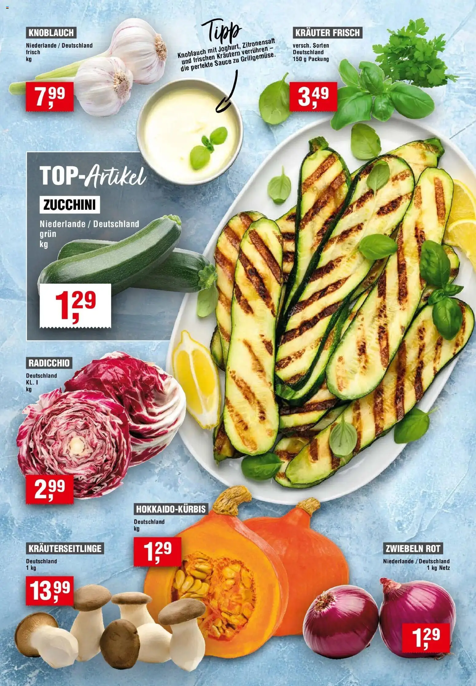 Edeka Prospekt Heilbronn – gültig ab 27.08.2026 | Seite: 4 | Produkte: Zwiebeln, Knoblauch, Zucchini