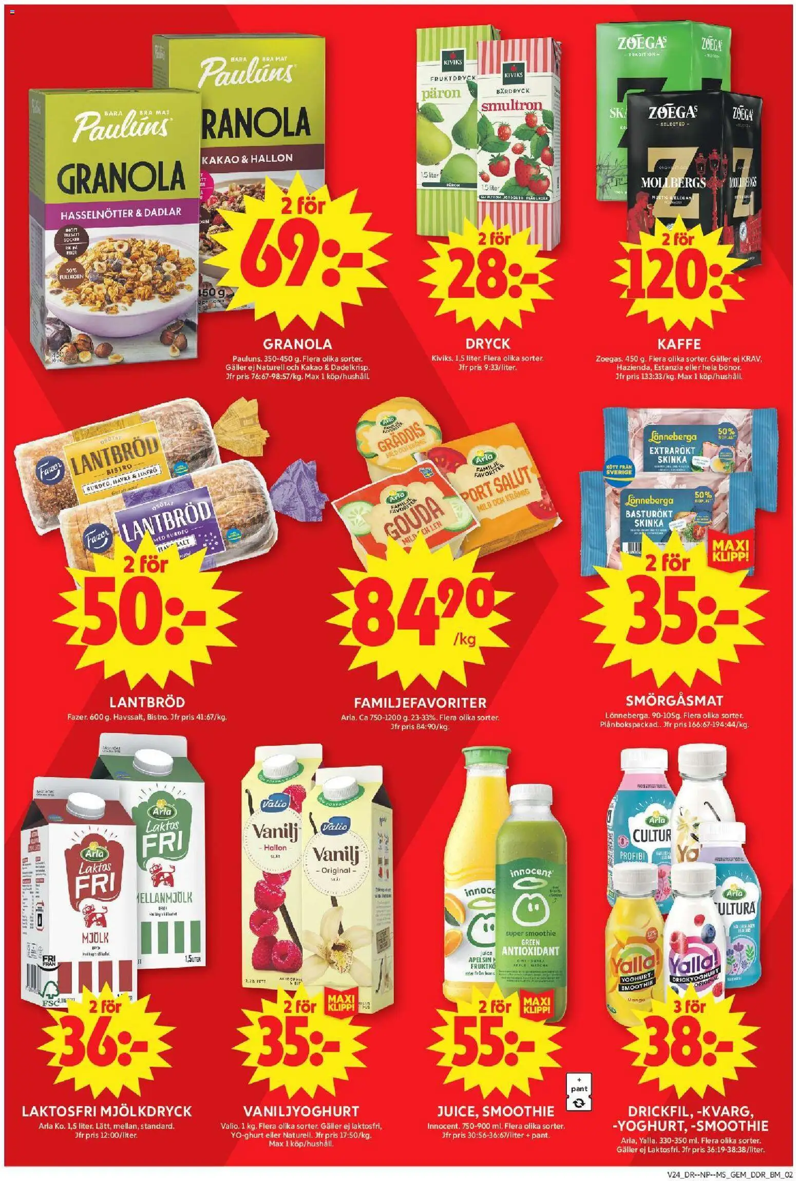 ICA Maxi reklamblad aktuell från 08.06.2026 | Sida: 8 | Produkter: Mjölk, Yoghurt, Skinka, Hallon