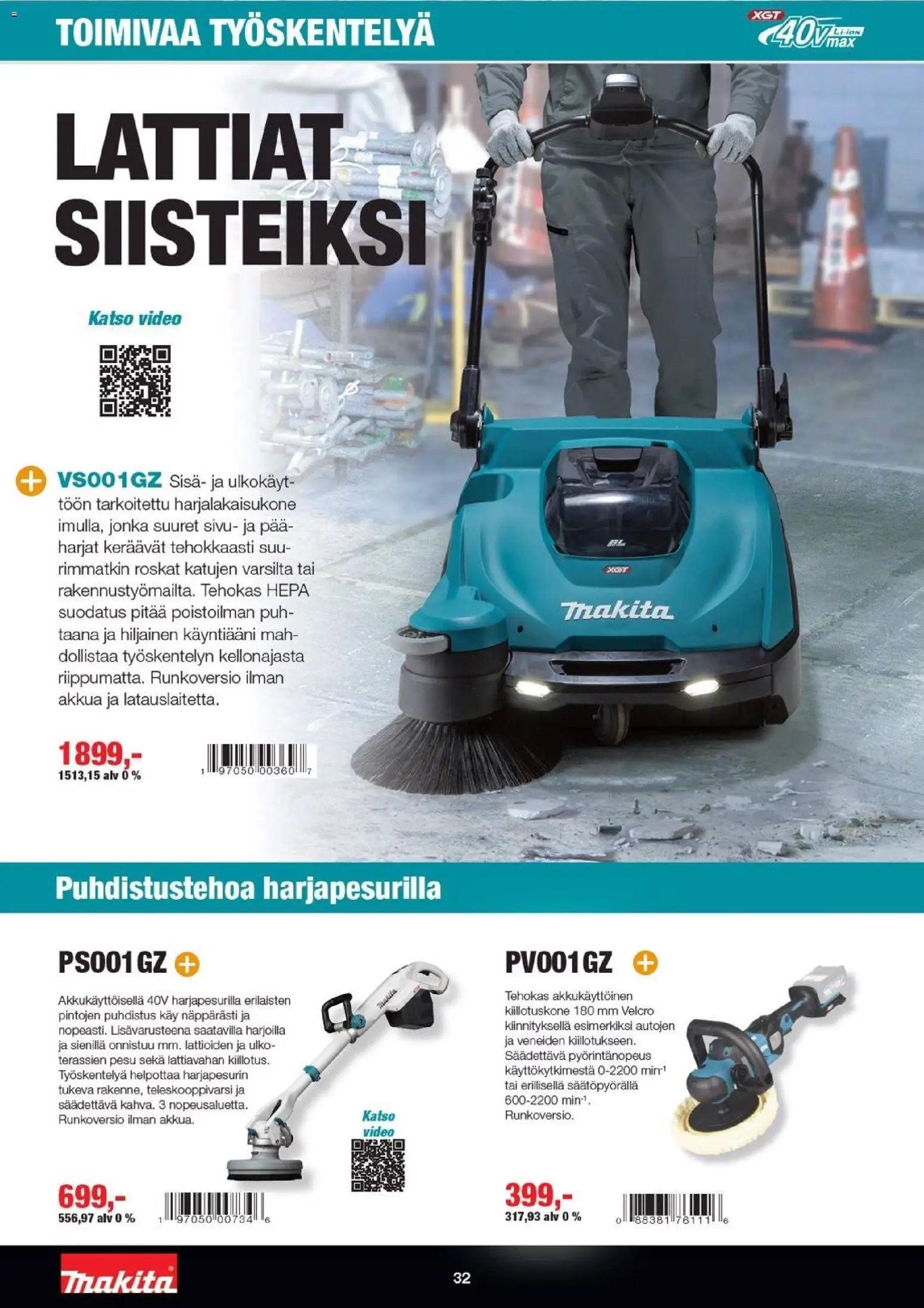 Makita tarjoukset - XGT esite 2026 – voimassa 07.04.2026 alkaen | Sivu: 32 | Tuotteet: Video