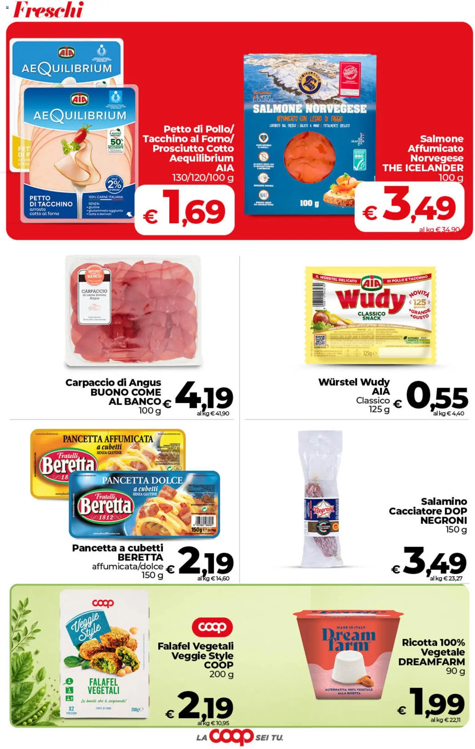 Volantino COOP del 21/07/2026 | Pagina: 16 | Prodotti: Prosciutto Cotto, Tacchino, Prosciutto, Falafel