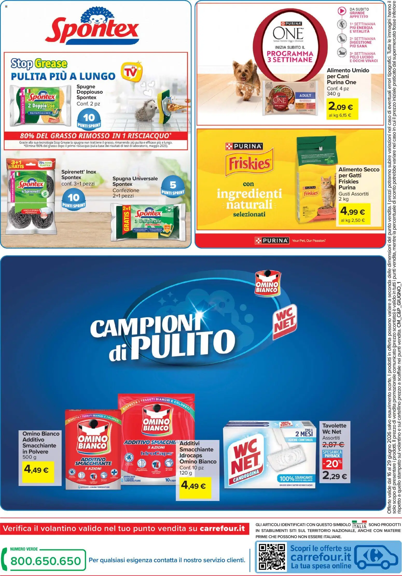 Volantino Carrefour del 16.06.2026 | Pagina: 16 | Prodotti: Spugna, Candeggina, Scaffale, WC