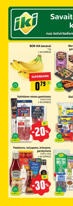 IKI leidinys galioja nuo 2026.07.27 | Puslapis: 118 | Prekių: Grikiai, Varškė, Miltai, Bananai