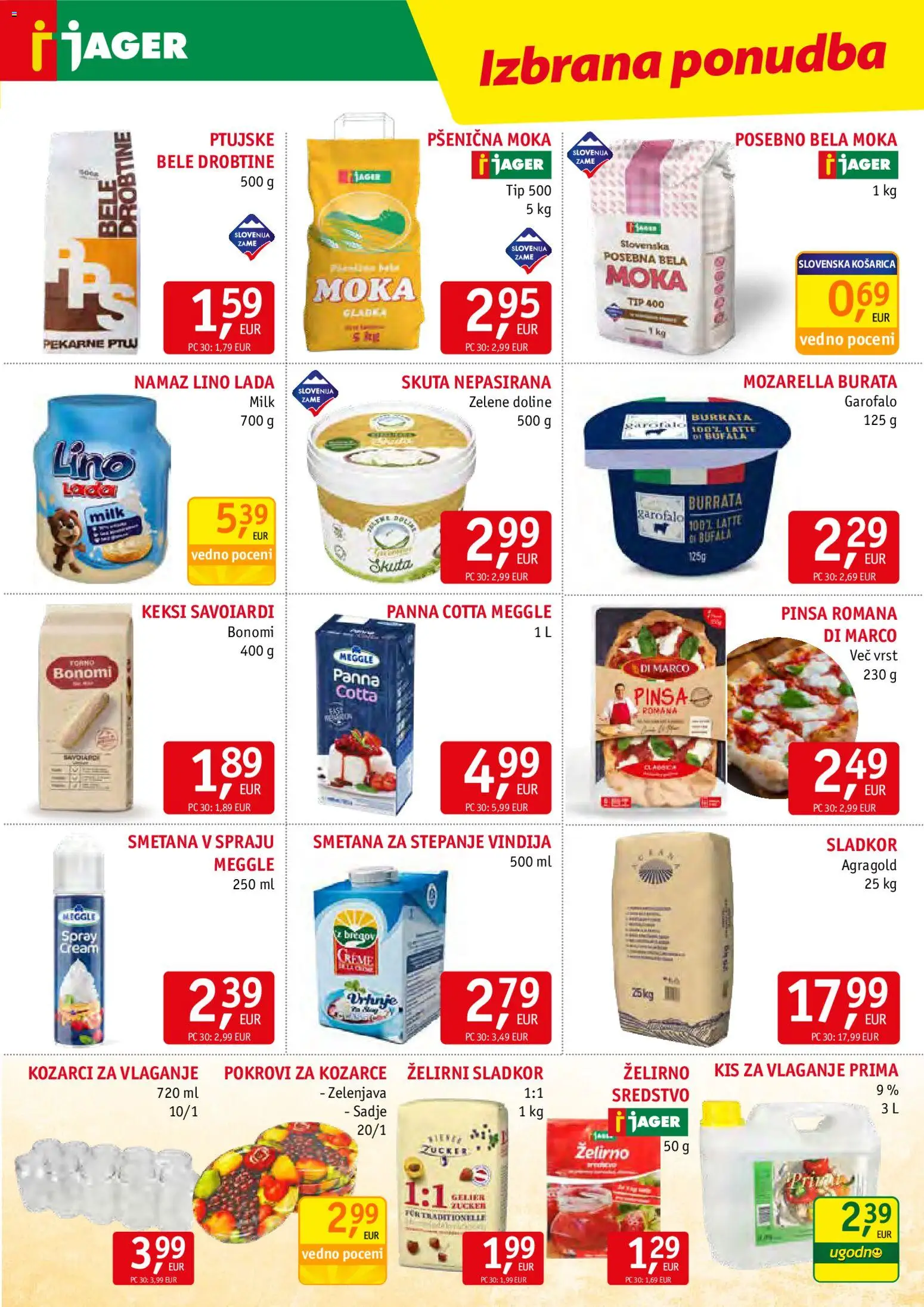 Novi Jager katalog ponudbe – veljaven od 12.08.2026 | Stran: 7 | Izdelki: Smetana za stepanje, Keksi, Kis, Skuta