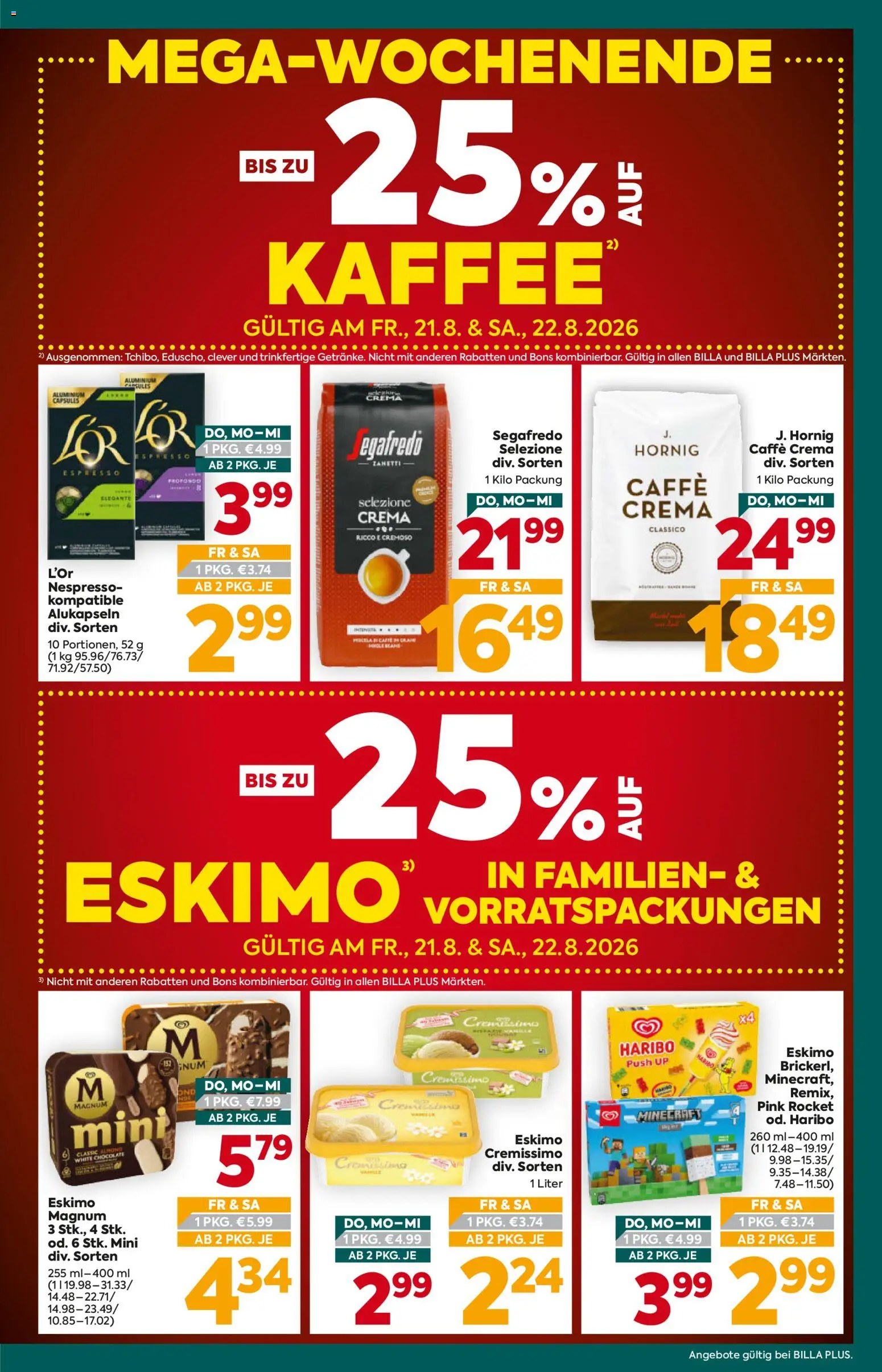 Billa Plus Flugblatt gültig ab 20.08.2026 | Seite: 3 | Produkte: Vanille, Kaffee