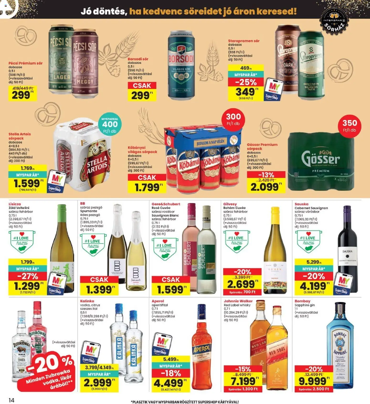 Interspar akciós ujság - amely érvényes a következő dátumtól: 2026.09.24. | Oldal: 14 | Termékek: Láb, Cuvée, Borsodi sör, Vodka