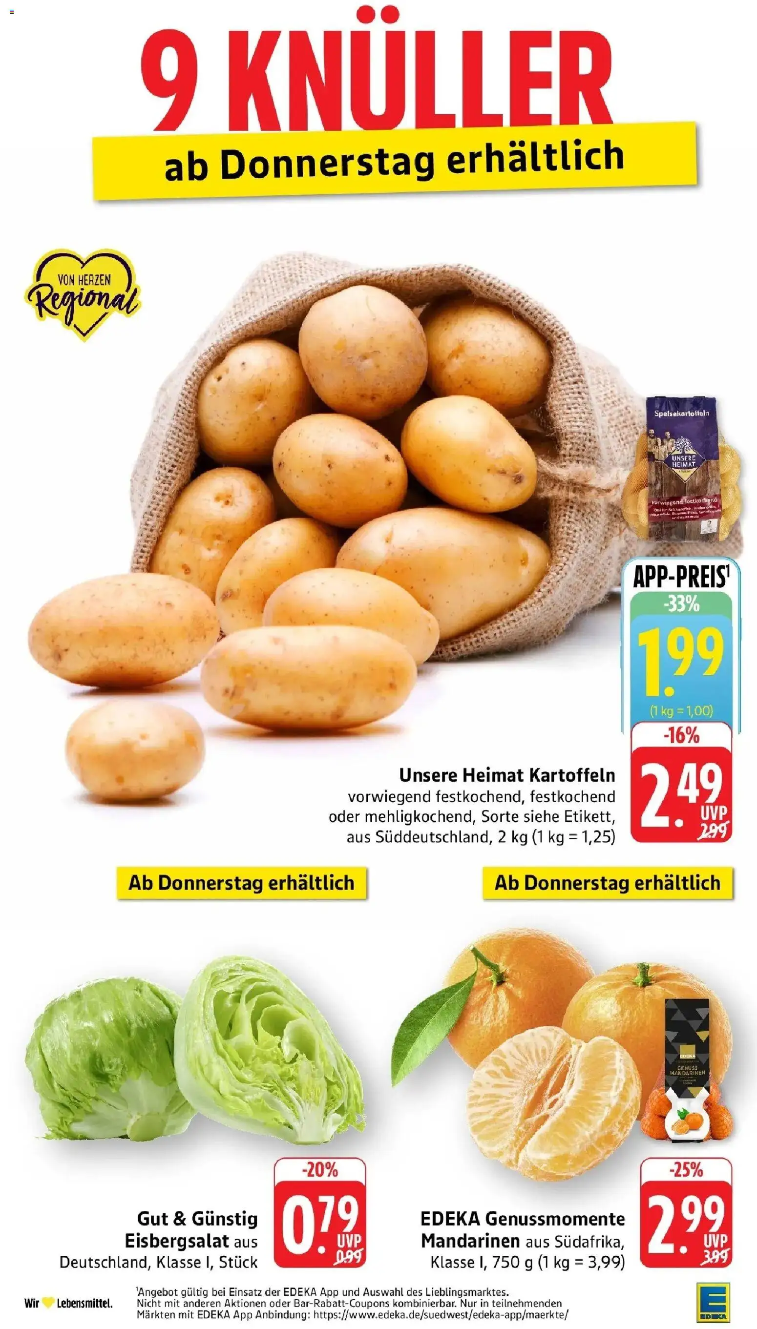 Edeka Prospekt Schöllkrippen (ab 21.09.2026) » Angebote Online | Seite: 40 | Produkte: Mandarinen, Eisbergsalat, Kartoffeln