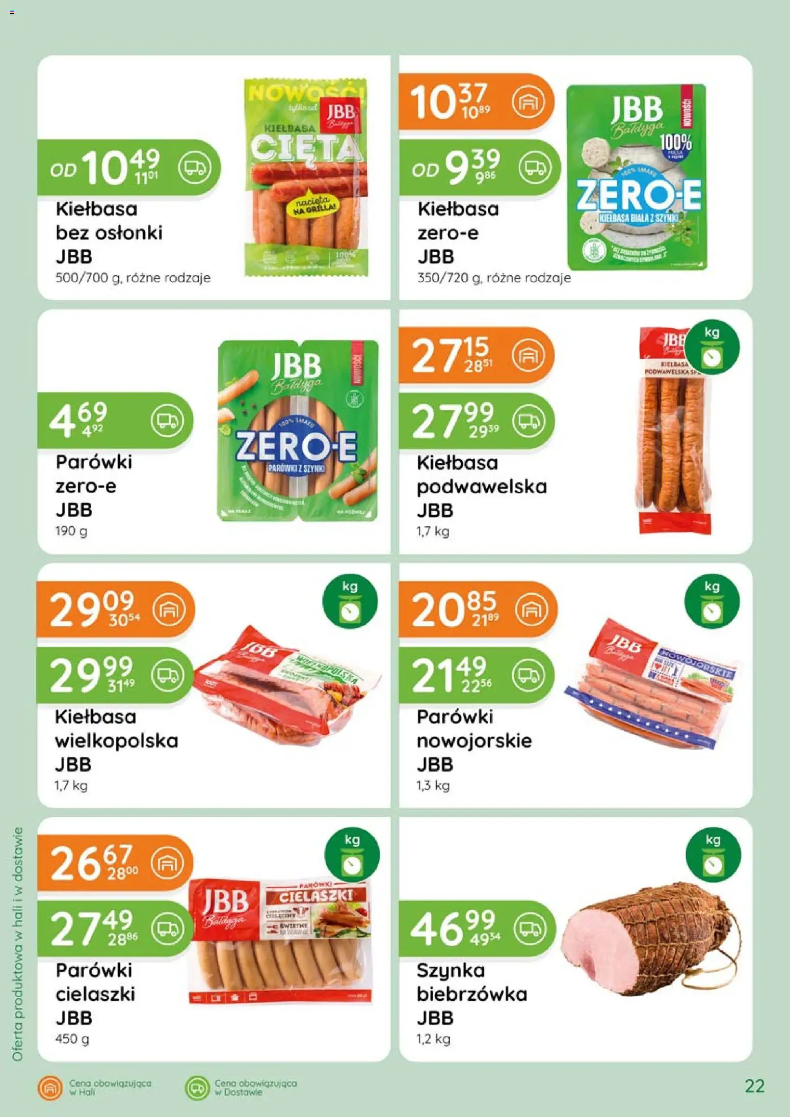 Eurocash gazetka - Katalog Wędlin od 07.05.2026 | Strona: 22 | Produkty: Kiełbasa, Parówki z szynki, Parówki, Szynka