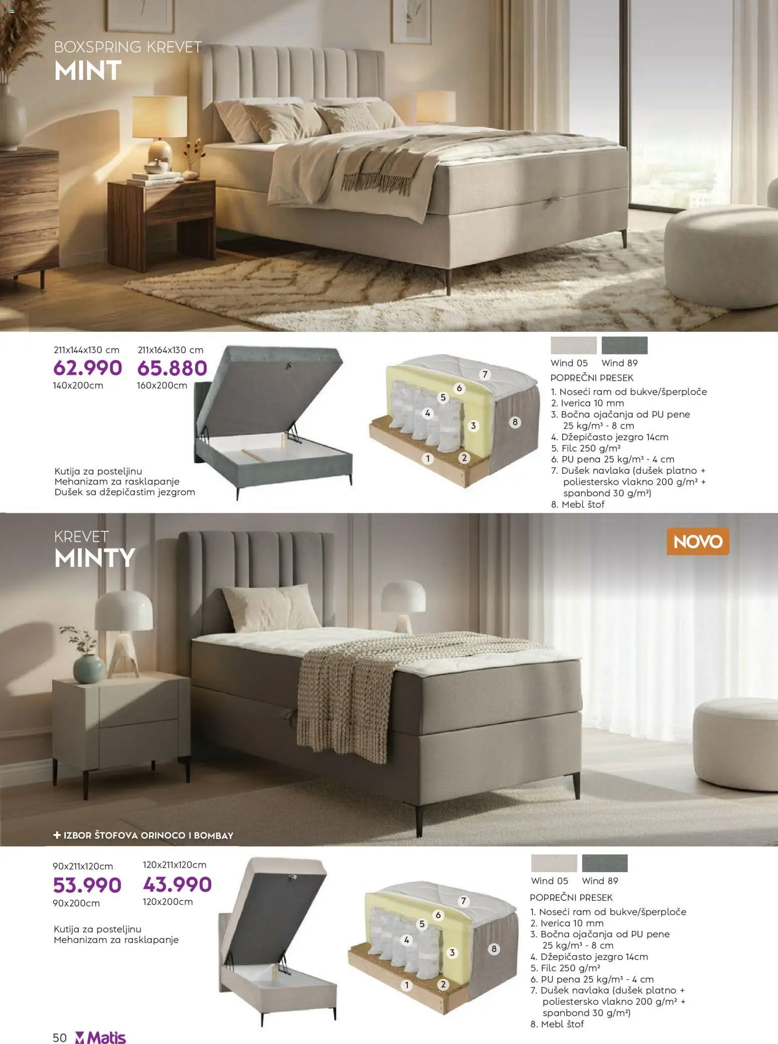 Matis katalog - važi od 01.06.2026 | Strana: 50 | Proizvode: Krevet, Dušek, Kutija