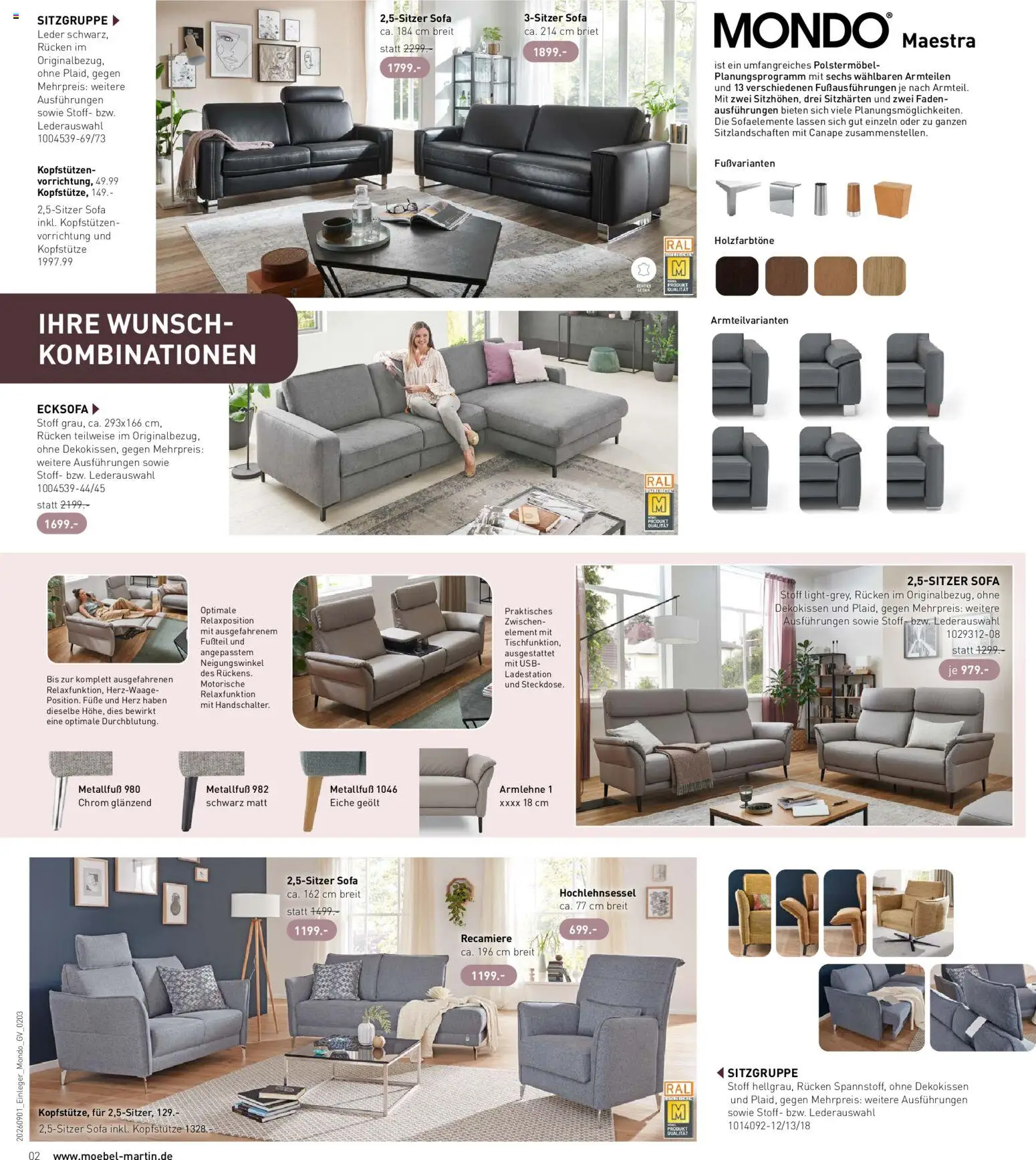 Möbel Martin Katalog Mondo – gültig ab 01.09.2026 | Seite: 2 | Produkte: USB, Ecksofa, Sofa
