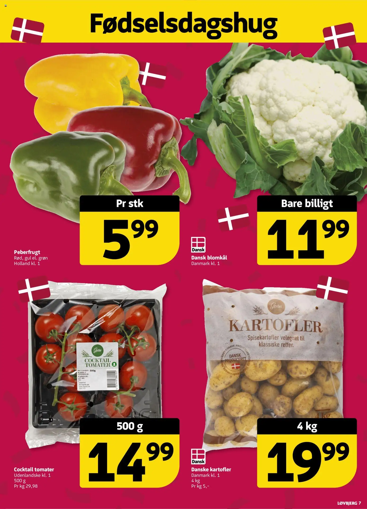 Løvbjerg tilbudsavis – gyldig fra 11/09/2026 | Side: 7 | Produkter: Tomater, Kartofler, Blomkål, Peberfrugt