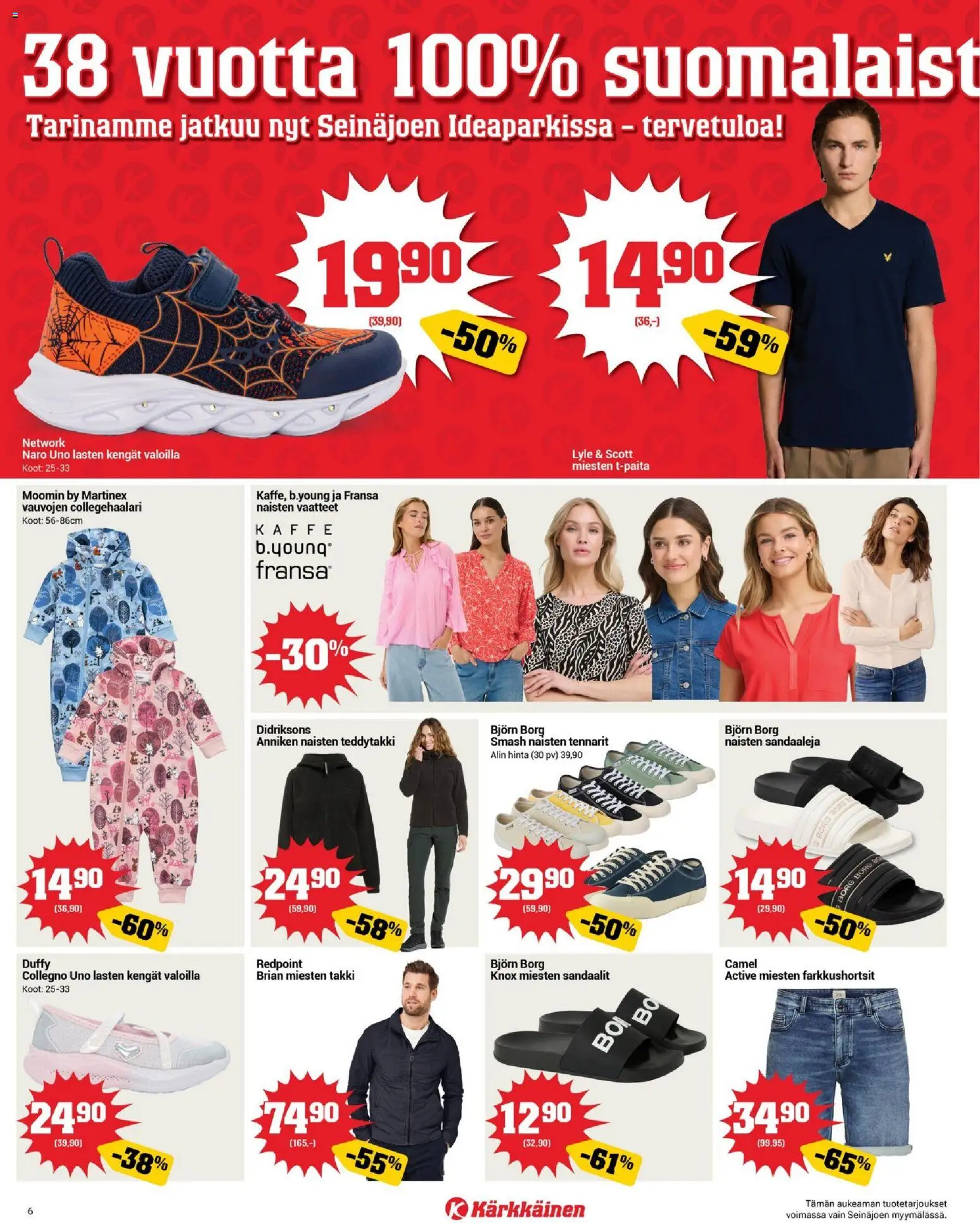 Kärkkäinen tarjoukset - Seinäjoen alue – voimassa 06.05.2026 alkaen | Sivu: 6 | Tuotteet: Vaatteet, Takki, Sandaalit