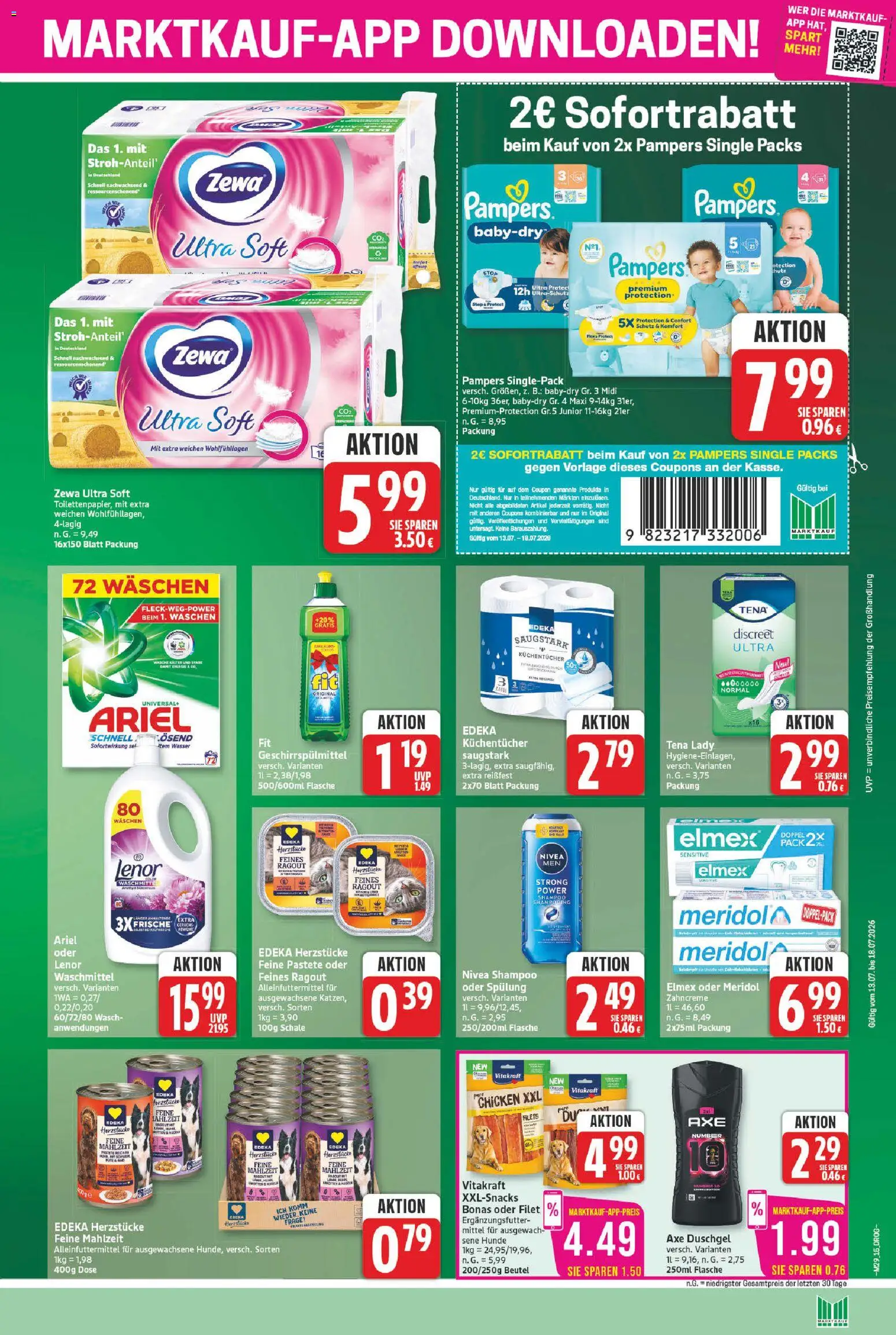 Marktkauf Prospekt – gültig ab 13.07.2026 | Seite: 17 | Produkte: Pampers, Shampoo, Waschmittel, Geschirrspülmittel