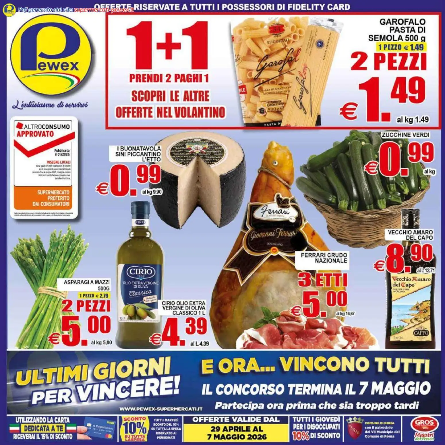 Volantino Pewex del 29.04.2026 | Pagina: 1 | Prodotti: Tè, Olio, Pasta, Asparagi