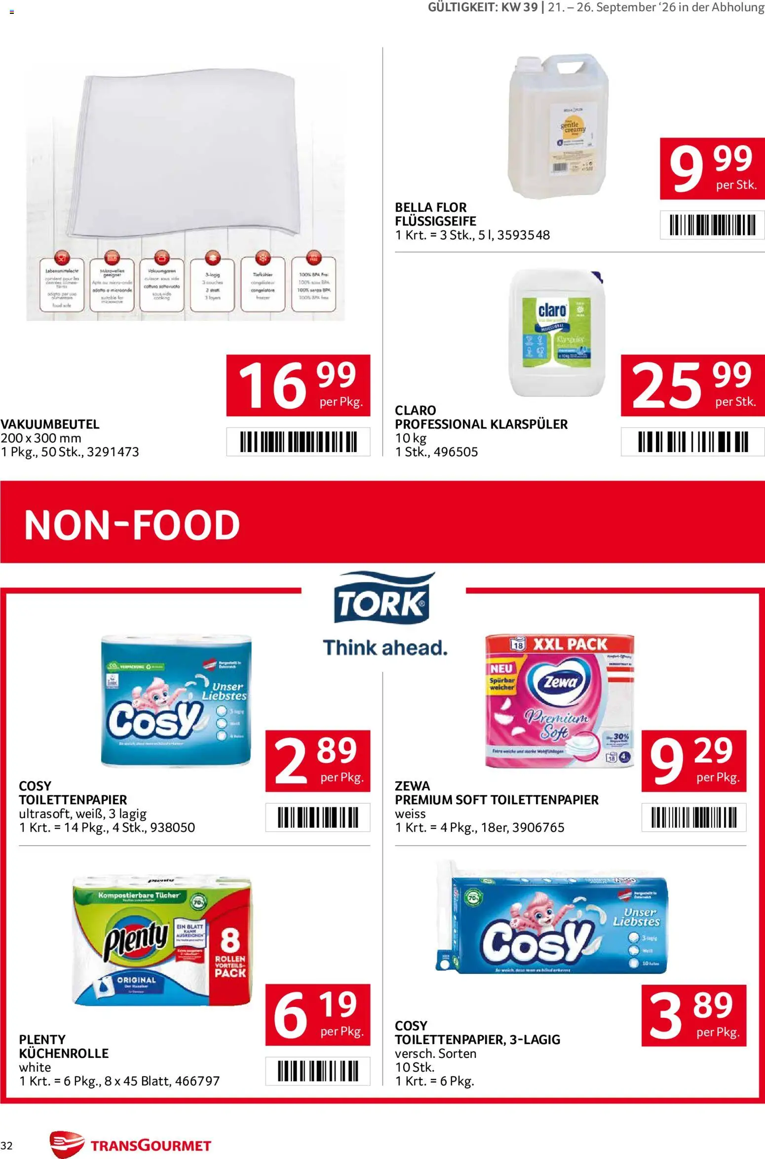 Transgourmet Flugblatt gültig ab 20.09.2026 | Seite: 30 | Produkte: Klarspüler