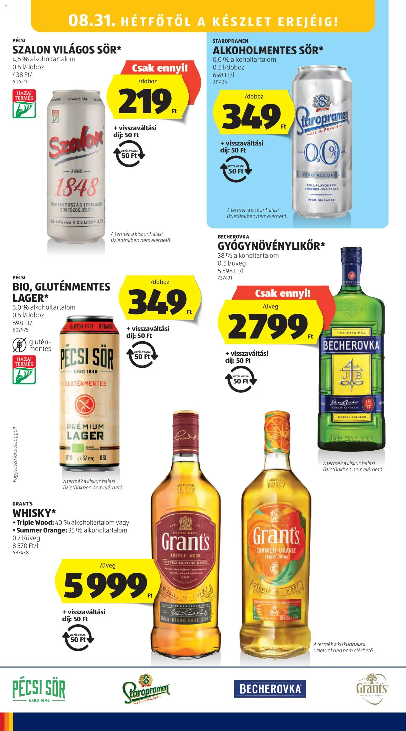 Aldi akciós ujság - amely érvényes a következő dátumtól: 2026.08.27. | Oldal: 32 | Termékek: Staropramen, Sör, Gluténmentes, Whisky