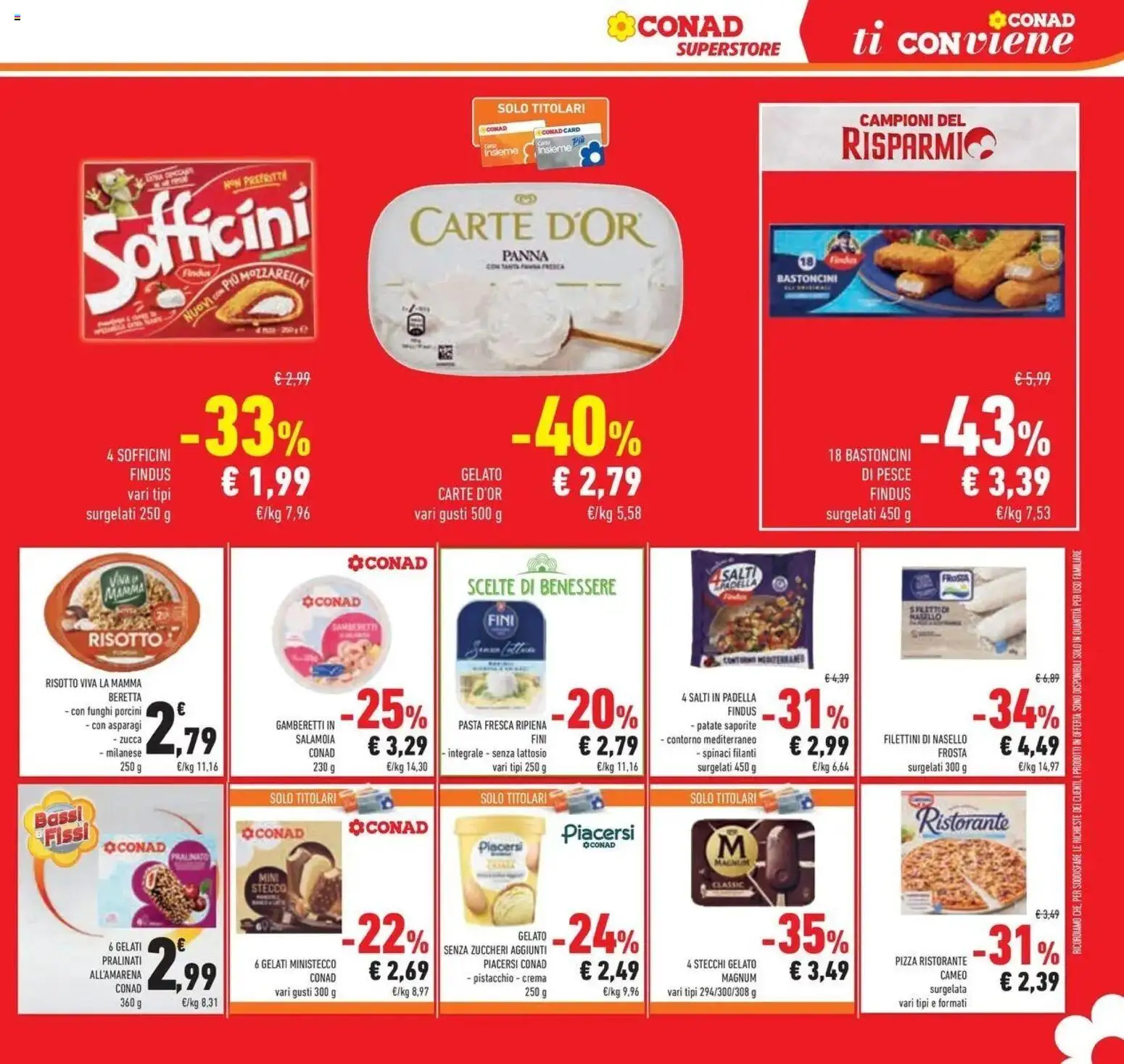 Volantino Conad dal 09/09/2026 > Anteprima | Pagina: 7 | Prodotti: Bastoncini di pesce, Gelato Magnum, Funghi, Zucca