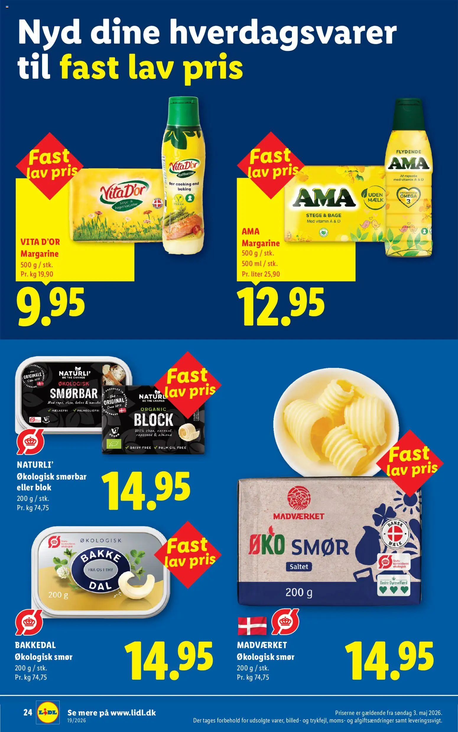 Lidl tilbudsavis – gyldig fra 03/05/2026 | Side: 24 | Produkter: Mælk, Smør, Rapsolie, Margarine