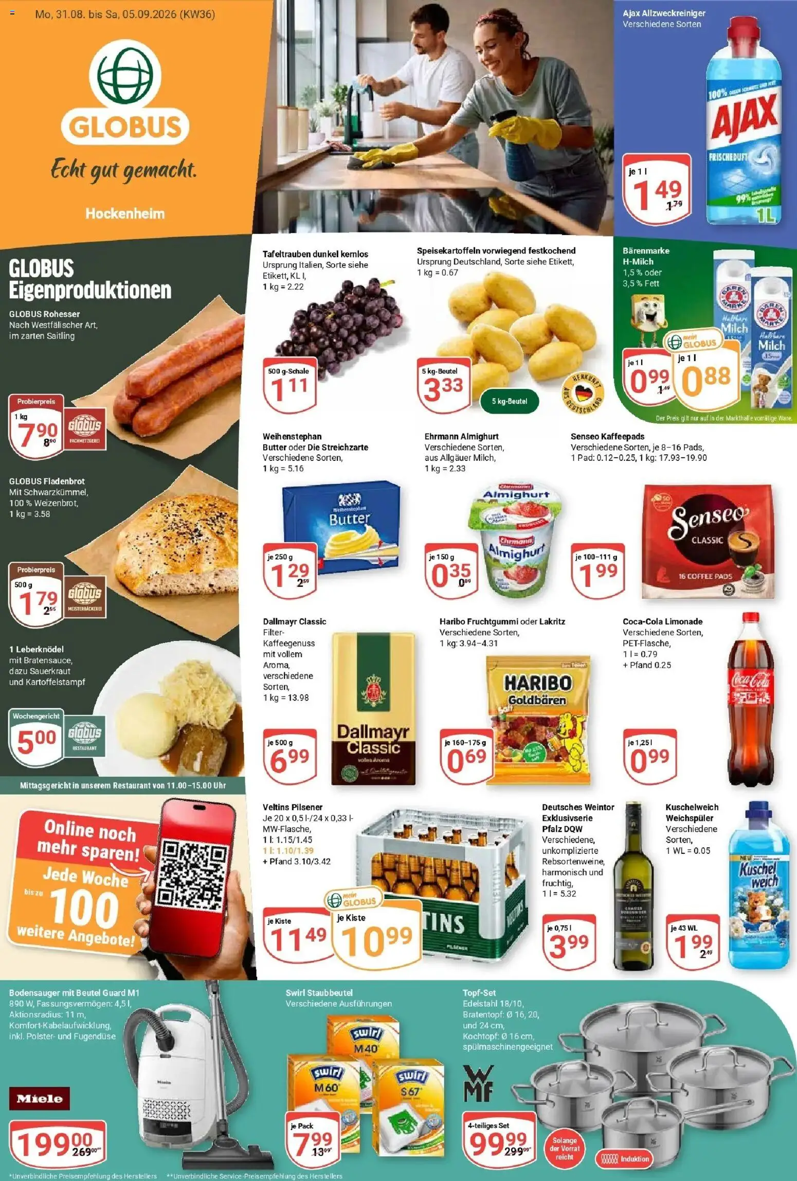Globus Prospekt Hockenheim – gültig ab 31.08.2026 | Seite: 3 | Produkte: Miele, Kaffeepads, Milch, Limonade