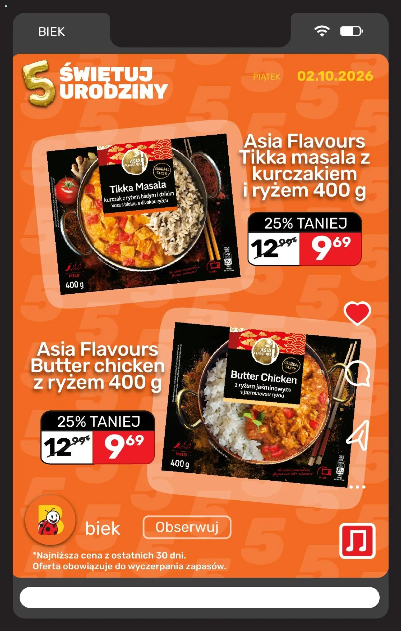 Biedronka Polsko leták - BIEK od 02.10.2026 | Strana: 7 | Produkty: Butter chicken