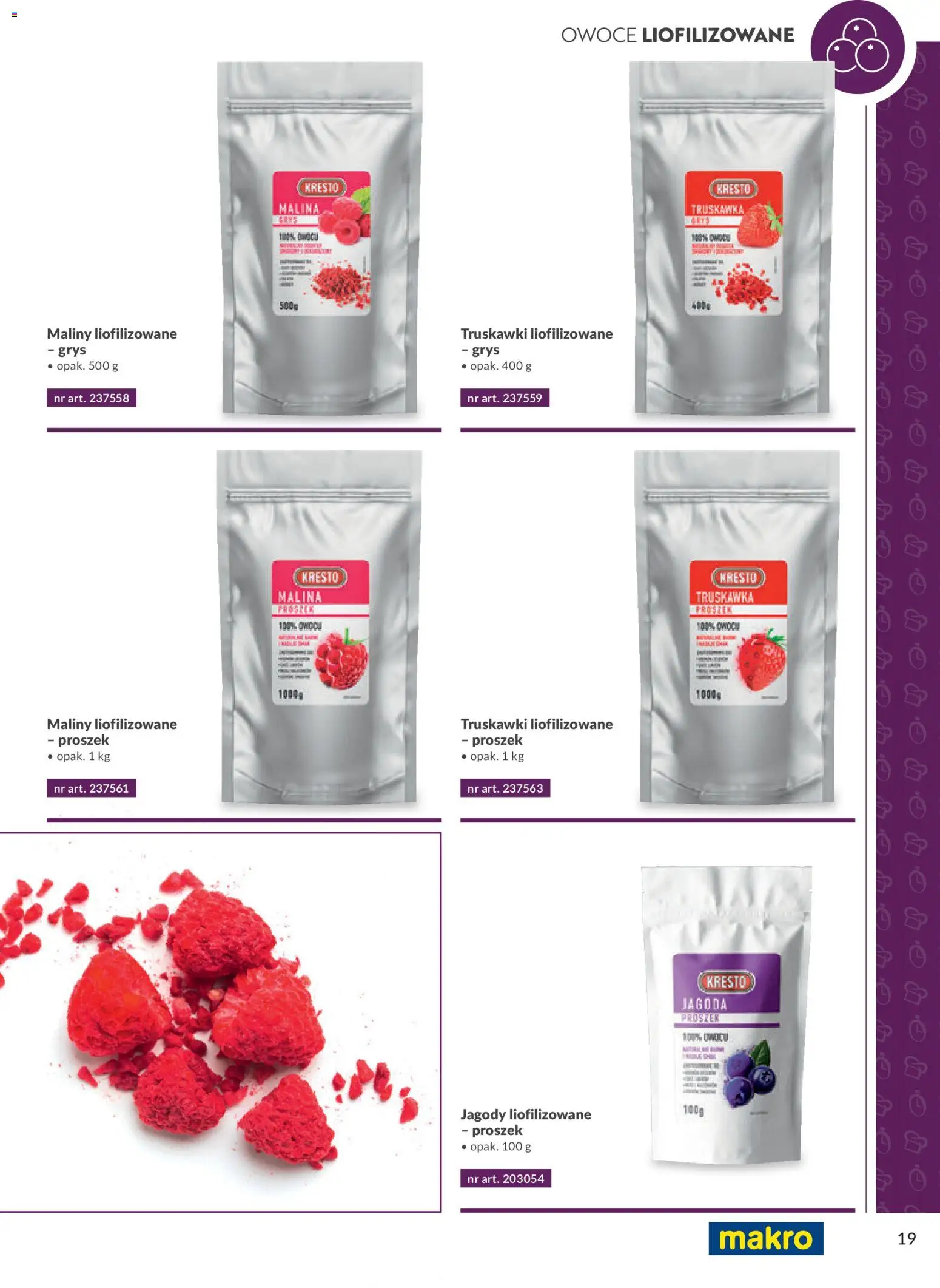 Makro Gazetka - Smart Chef Warzywa i Owoce od 01.01.2026 | Strona: 19 | Produkty: Jagody, Owoce liofilizowane, Maliny, Truskawki