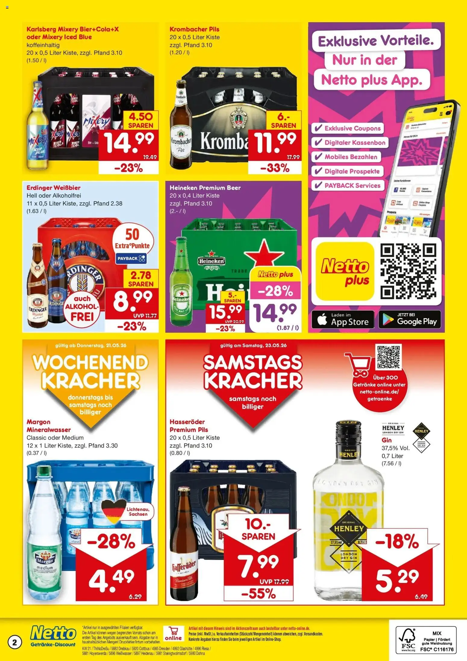 Netto Marken-Discount Prospekt Drebkau	 – gültig ab 17.05.2026 | Seite: 2 | Produkte: LG, Erdinger, Pils, Hasseröder