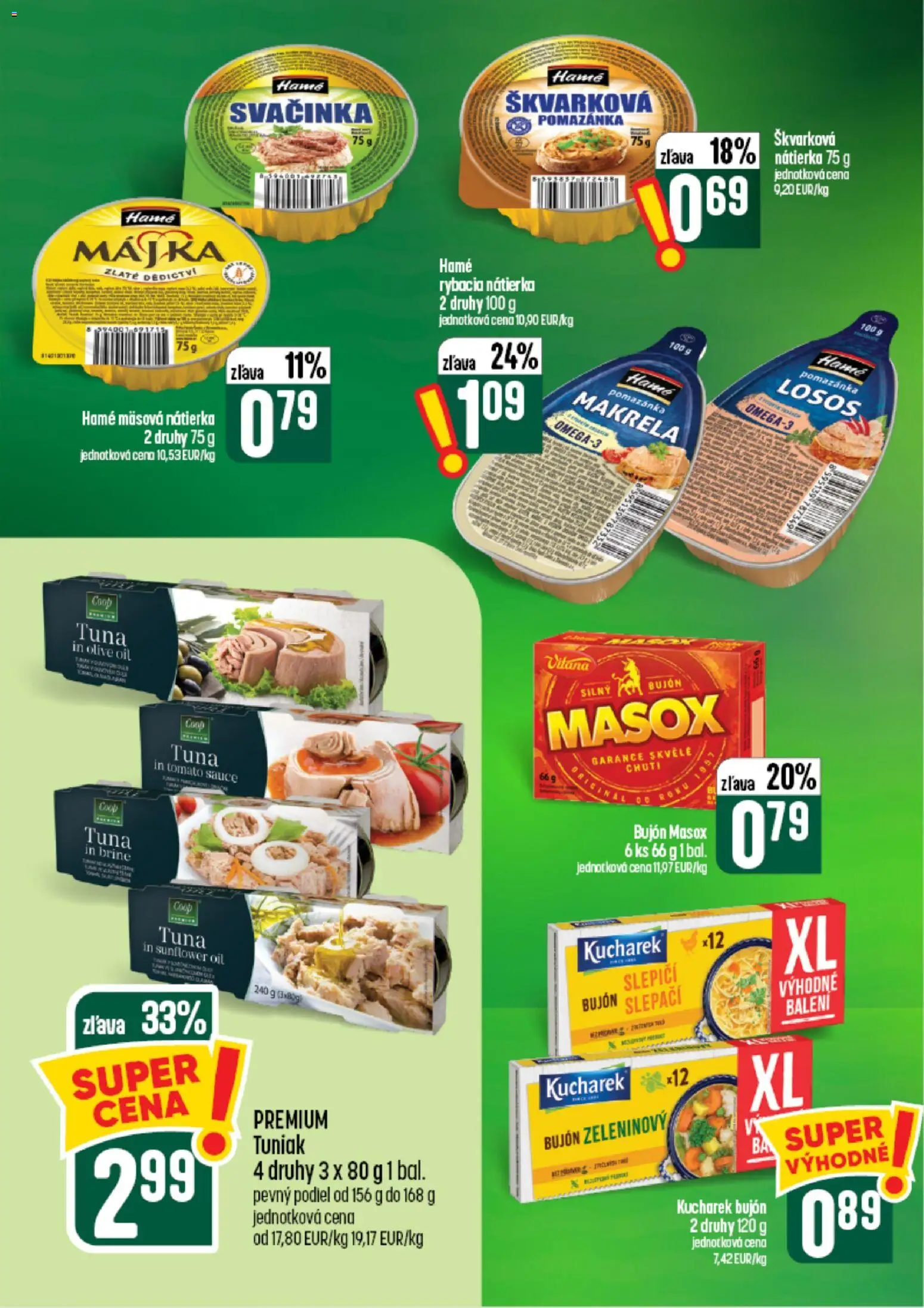 Nové COOP Jednota akcie – leták je platný od 26.08.2026 | Strana: 36 | Produkty: Tuniak, Bujón, Nátierka, Losos