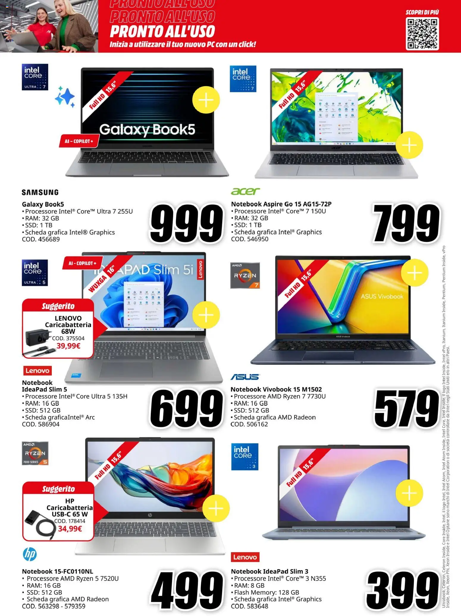 Volantino Media World del 16/07/2026 | Pagina: 7 | Prodotti: Notebook, PC, Ipad, Samsung