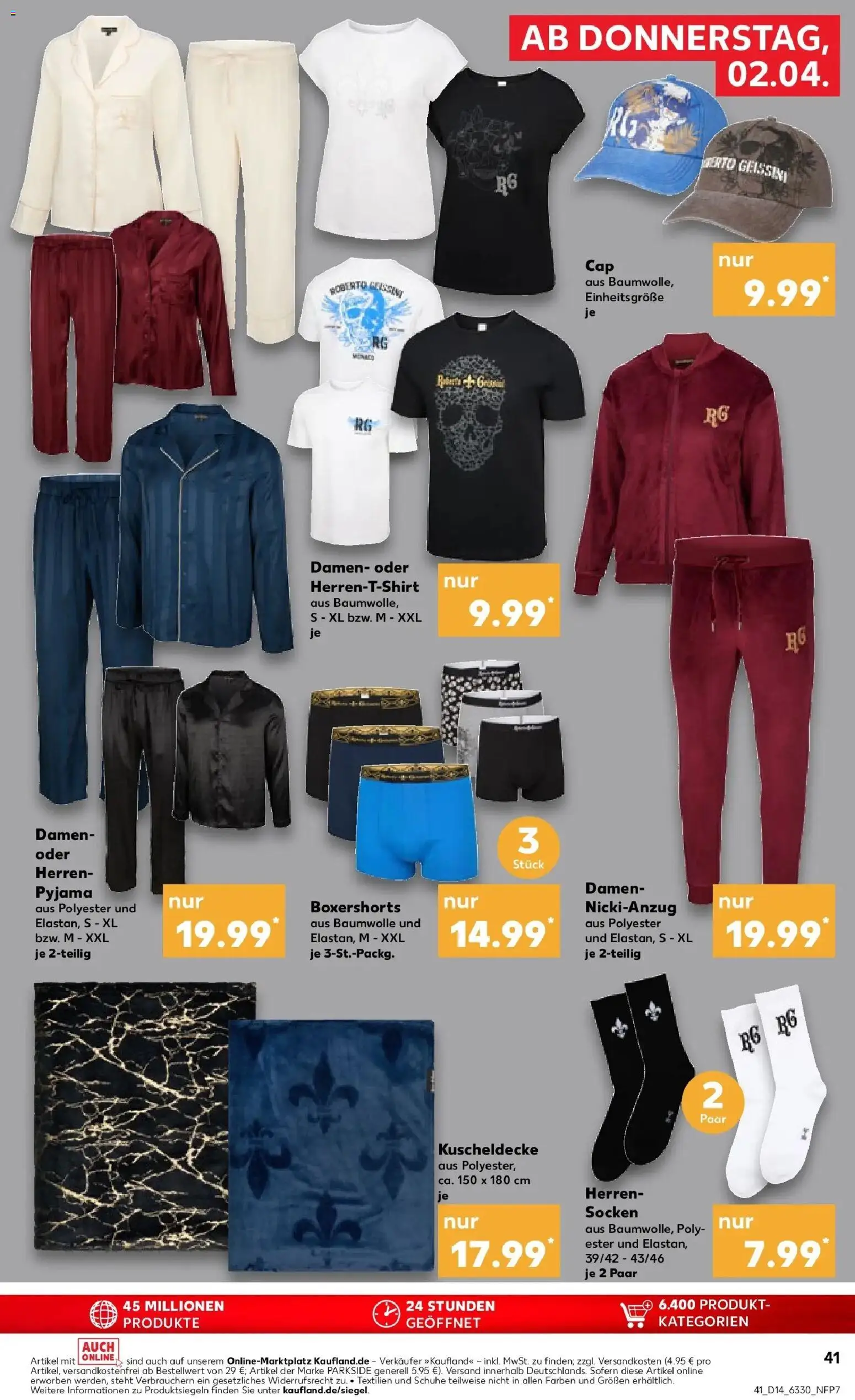 Kaufland Prospekt Flensburg	 – gültig ab 02.04.2026 | Seite: 41 | Produkte: T-Shirt, Socken, Pyjama, Boxer