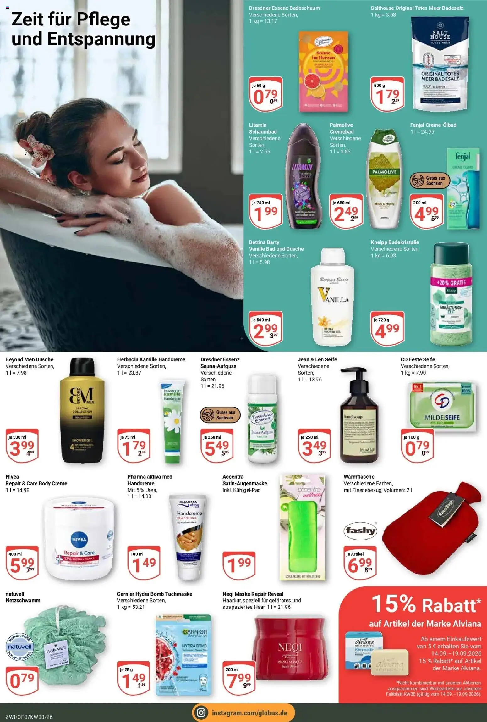 Globus Prospekt Zwickau (ab 14.09.2026) » Angebote online | Seite: 28 | Produkte: Dusche, Seife, Badeschaum, Tuchmaske