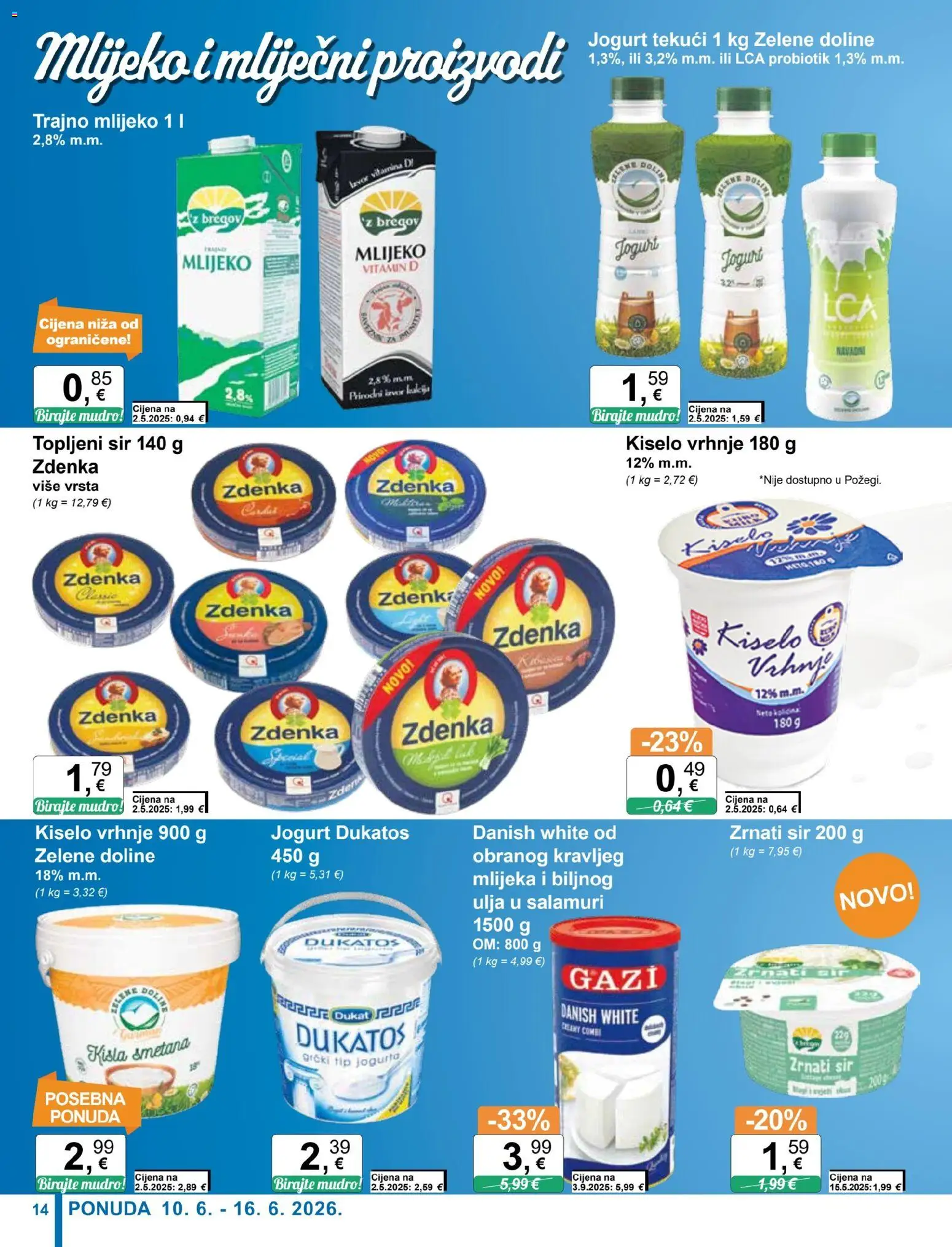 KTC katalog | vrijedi od 10.06.2026 | Stranica: 14 | Proizvodi: Mlijeko, Jogurt, Kiselo vrhnje, Trajno mlijeko