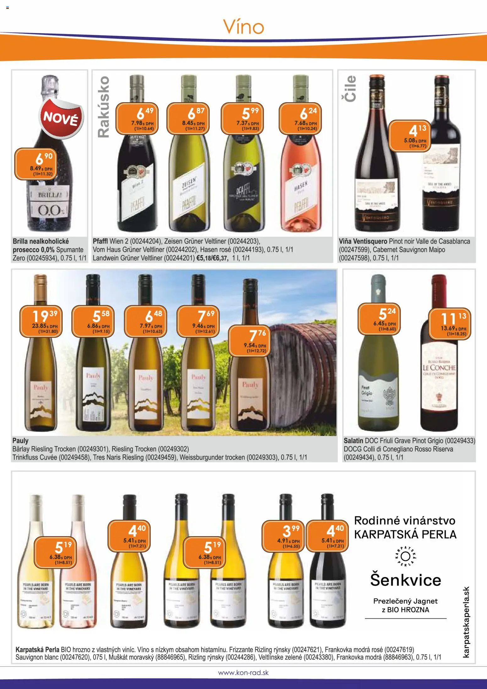 Nové KON - RAD akcie – leták je platný od 01.09.2026 | Strana: 18 | Produkty: Víno, Prosecco, Hrozno