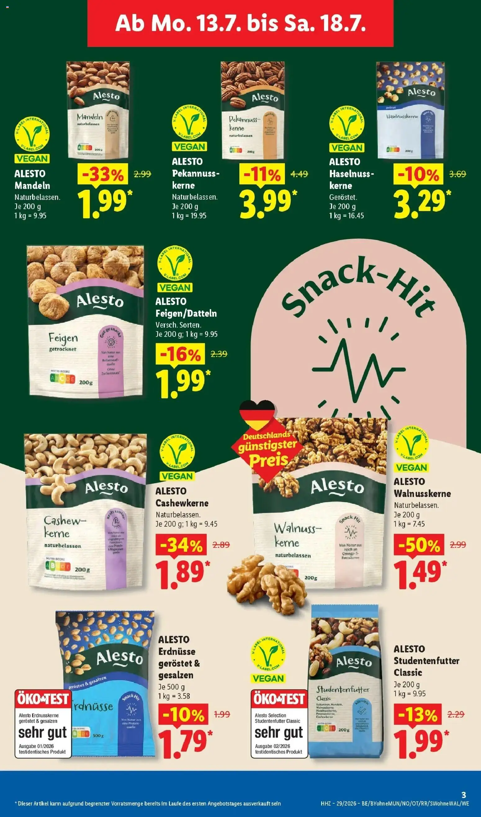 Lidl Prospekt Hof-innenstadt – gültig ab 13.07.2026 | Seite: 7 | Produkte: Erdnüsse, Mandeln, Cashew, Feigen