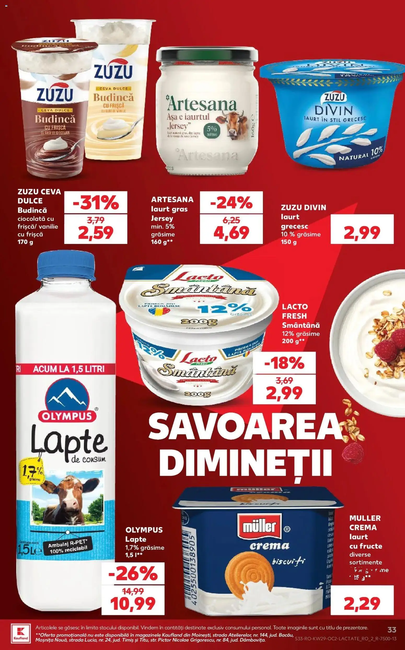 Noul catalog Kaufland – valabil de la 15.07.2026 | Pagină: 33 | Produse: Cremă, Ciocolată, Biscuiți, Fructe