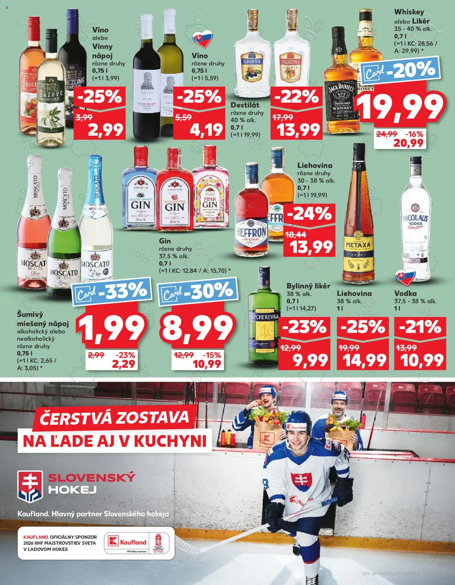 Nové Kaufland akcie – leták je platný od 28.05.2026 | Strana: 49 | Produkty: Miešaný nápoj, Vodka, Destilát, Bylinný likér