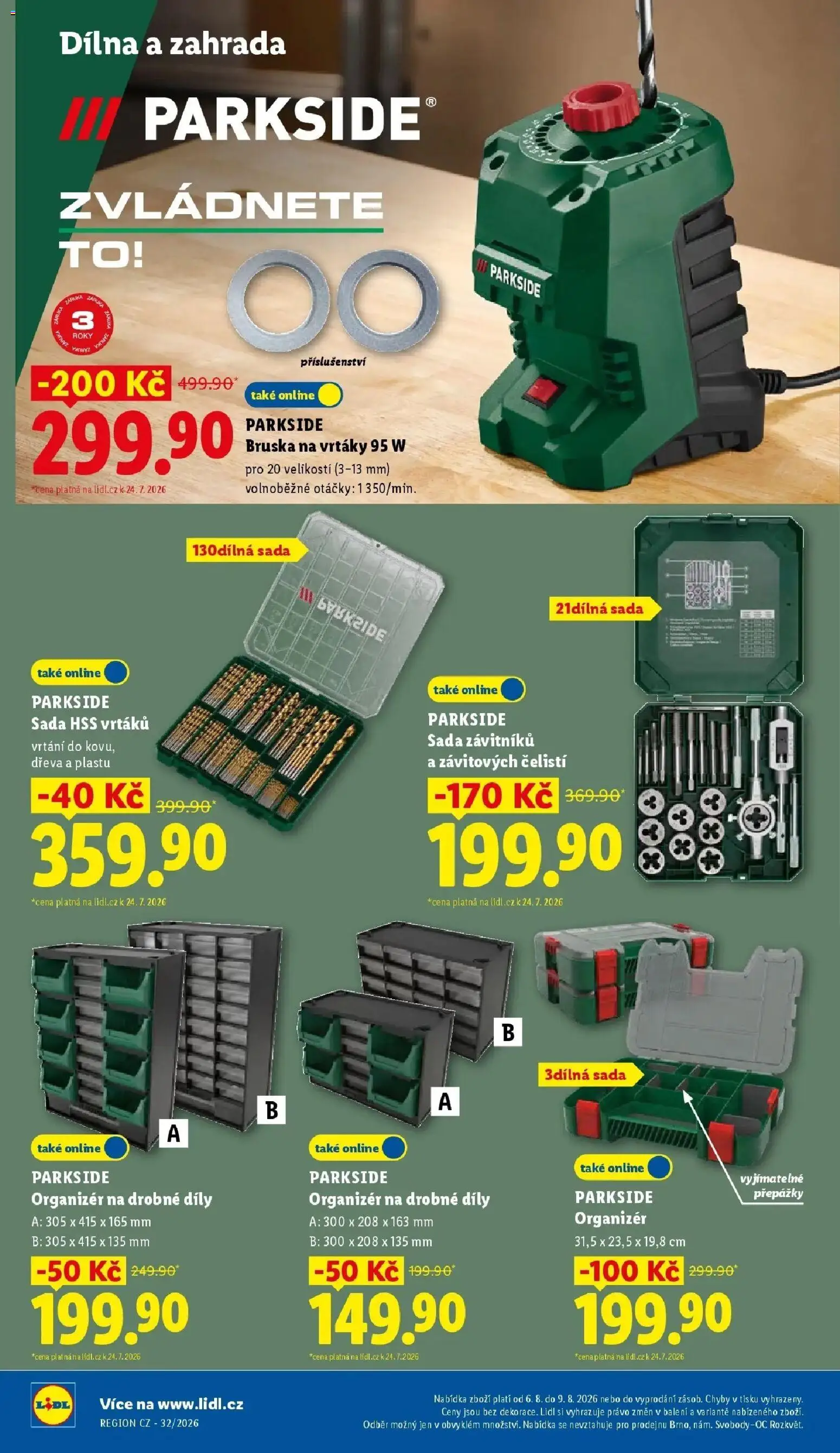 Lidl aktuální leták - Spotřební zboží od 03.08.2026 | Strana: 18 | Produkty: Parkside, Zahrada, Bruska, Sada závitníků