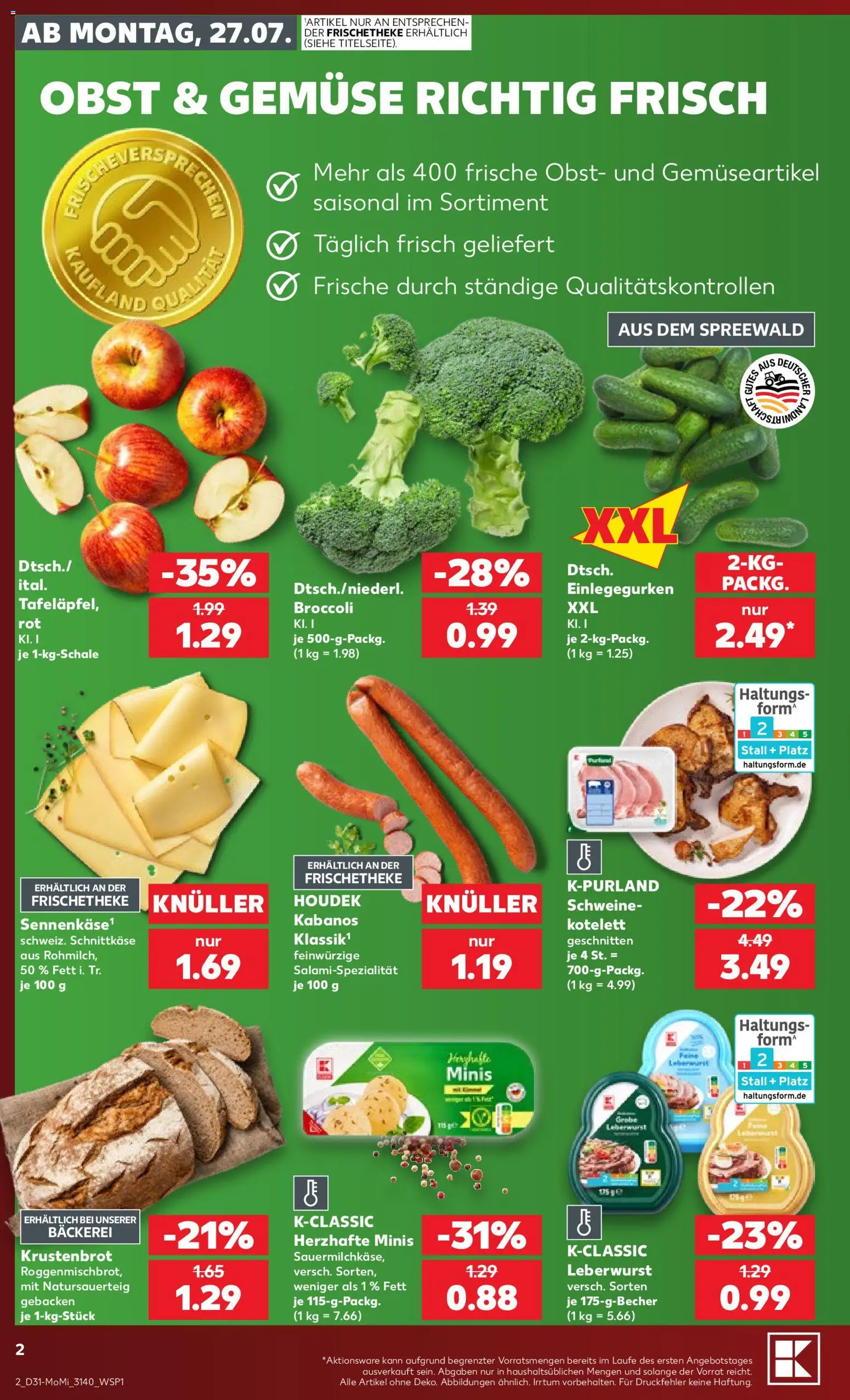 Kaufland Prospekt Leipzig – gültig ab 27.07.2026 | Seite: 2 | Produkte: Bäckerei, Gemüse, Obst