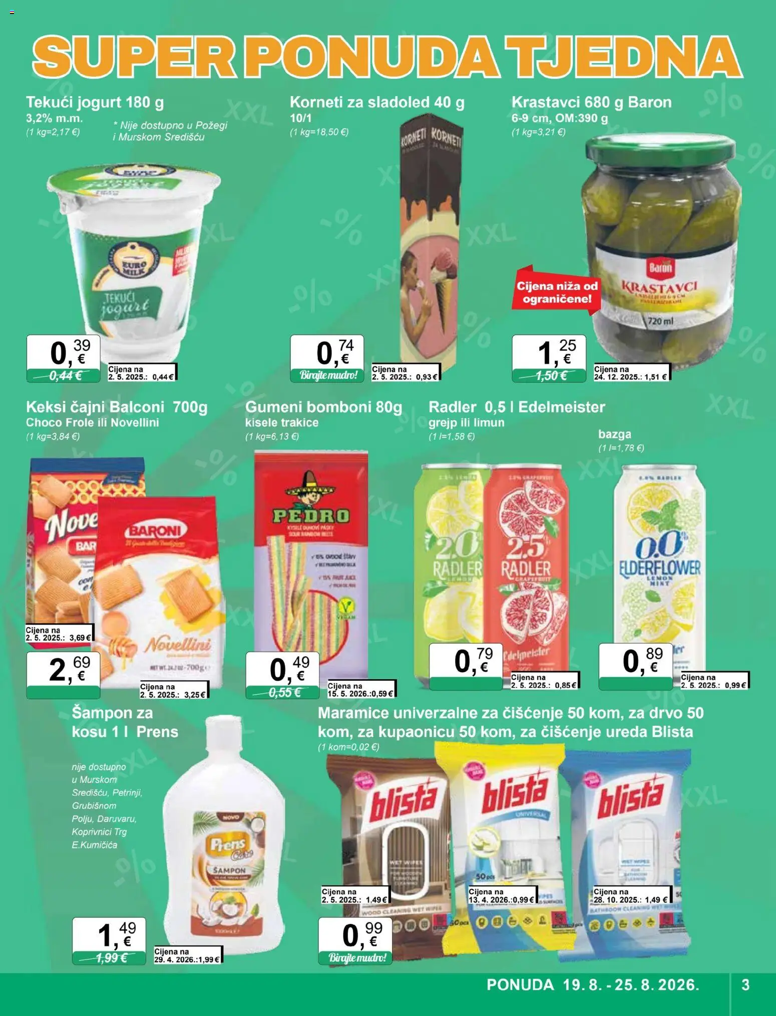 KTC katalog | vrijedi od 19.08.2026 | Stranica: 3 | Proizvodi: Tekuci jogurt, Bomboni, Sladoled, Grejp