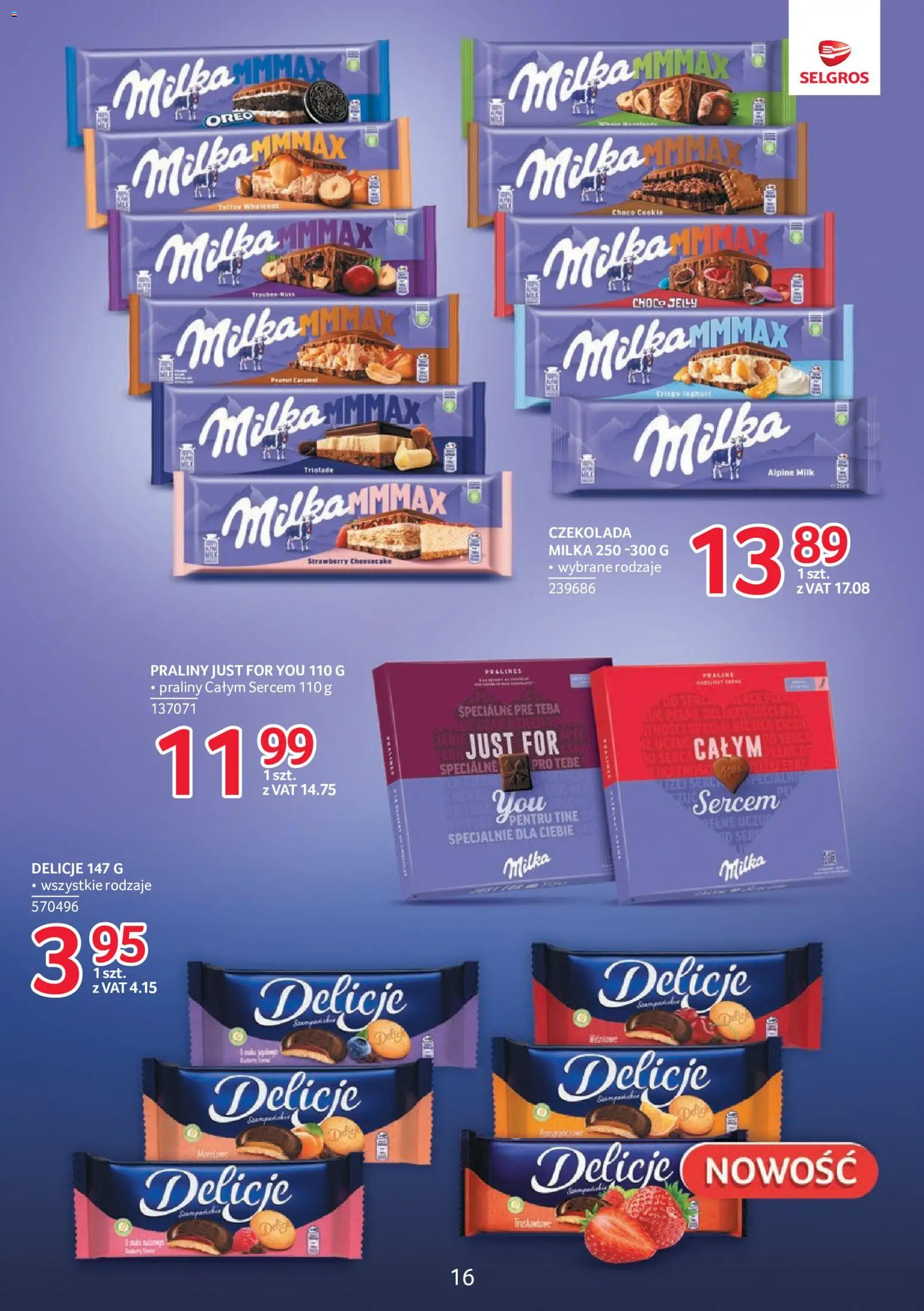 Selgros cash&carry gazetka - Markowe produkty od 21.05.2026 | Strona: 16 | Produkty: Praliny, Czekolada milka, Ser, Czekolada