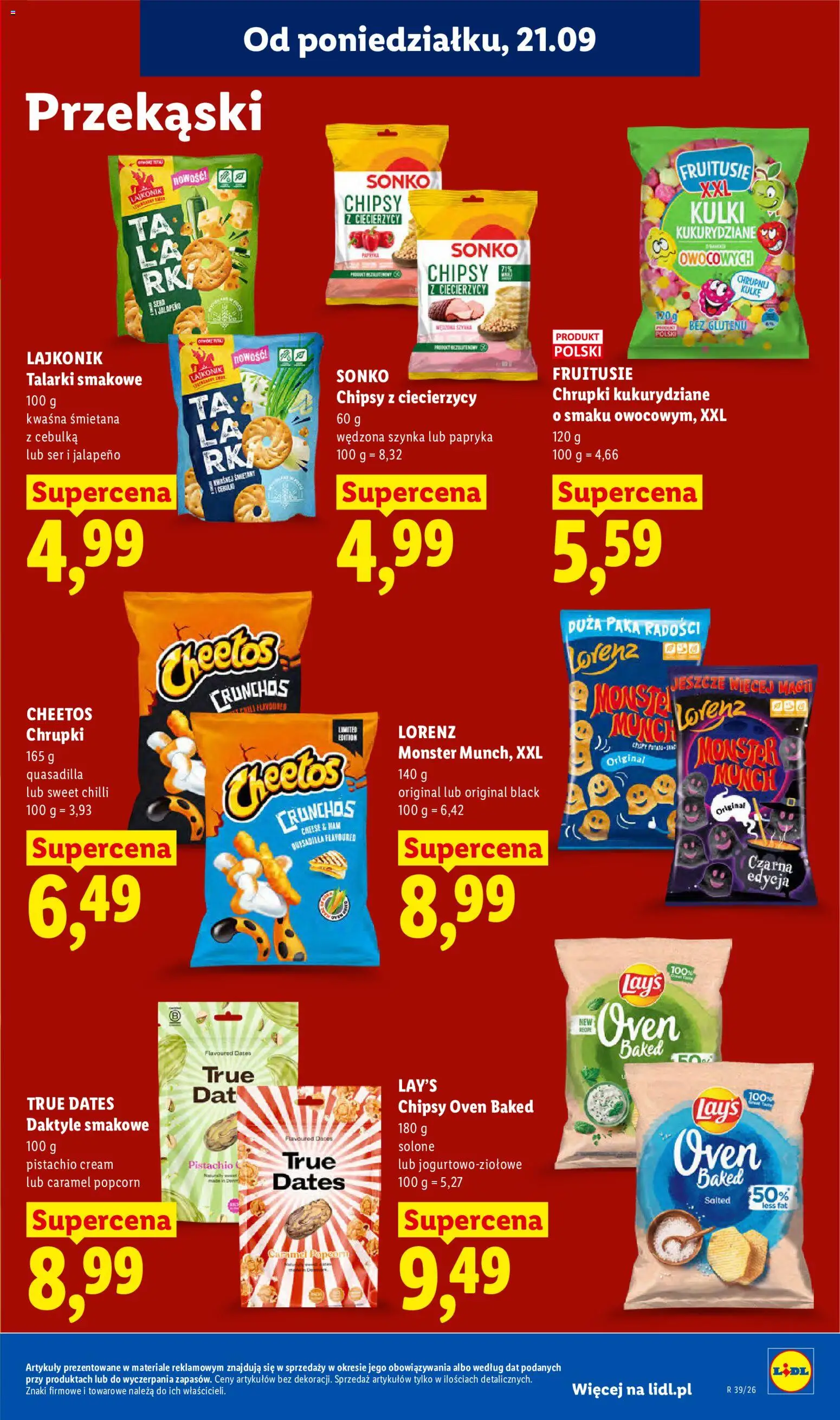 Lidl Polsko leták od 21.09.2026 | Strana: 83 | Produkty: Monster, Cheetos, Lay's, Chipsy