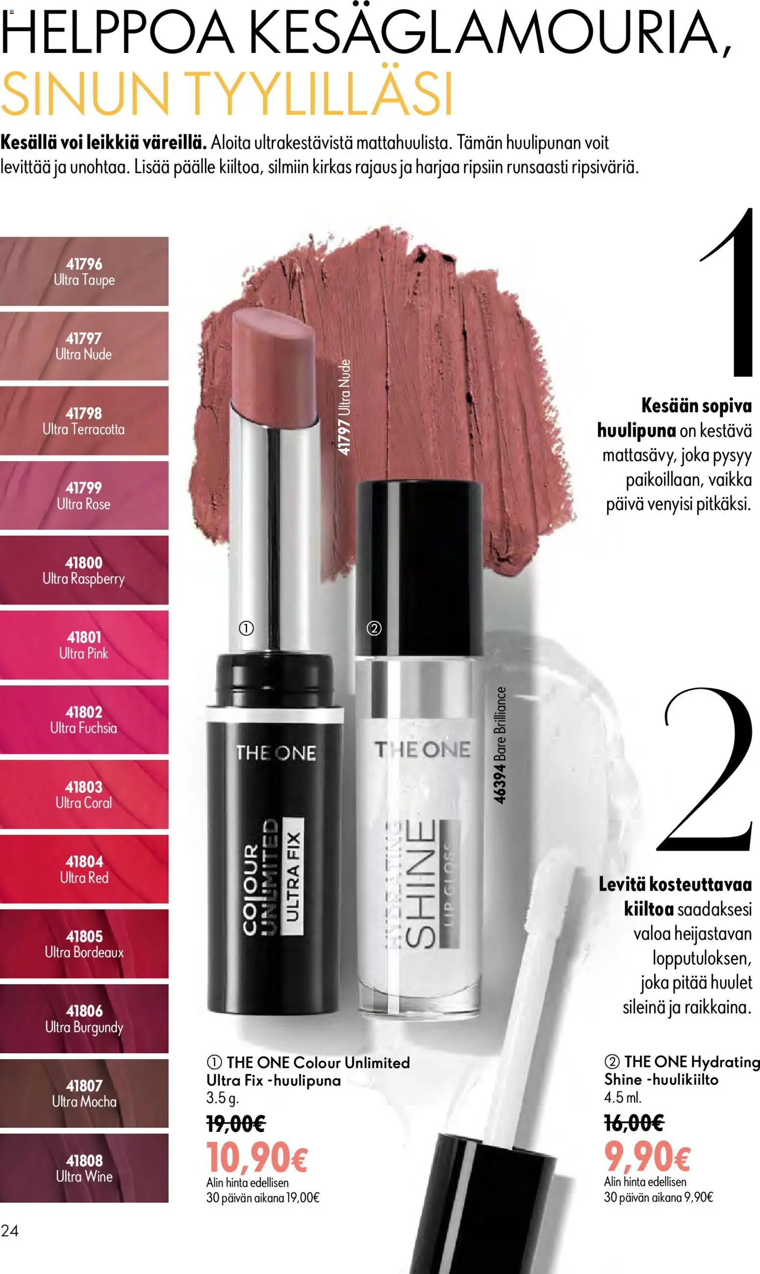 Oriflame - Esite 09 – voimassa 24/06/2026 alkaen | Sivu: 24 | Tuotteet: Huulipuna, Huulikiilto, Voi