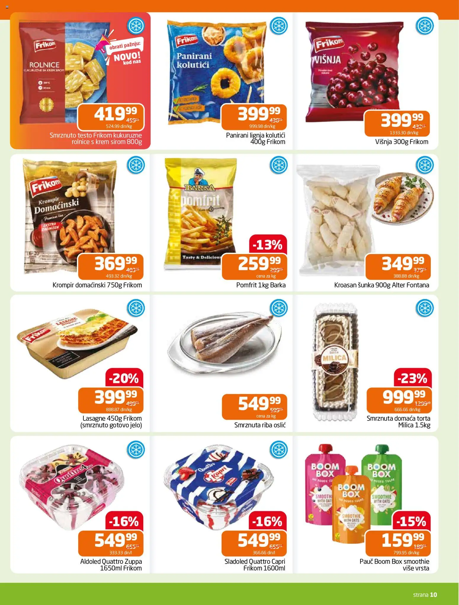 Gomex katalog - važi od 24.06.2026 | Strana: 10 | Proizvode: Sladoled, Oslić, Riba, Torta