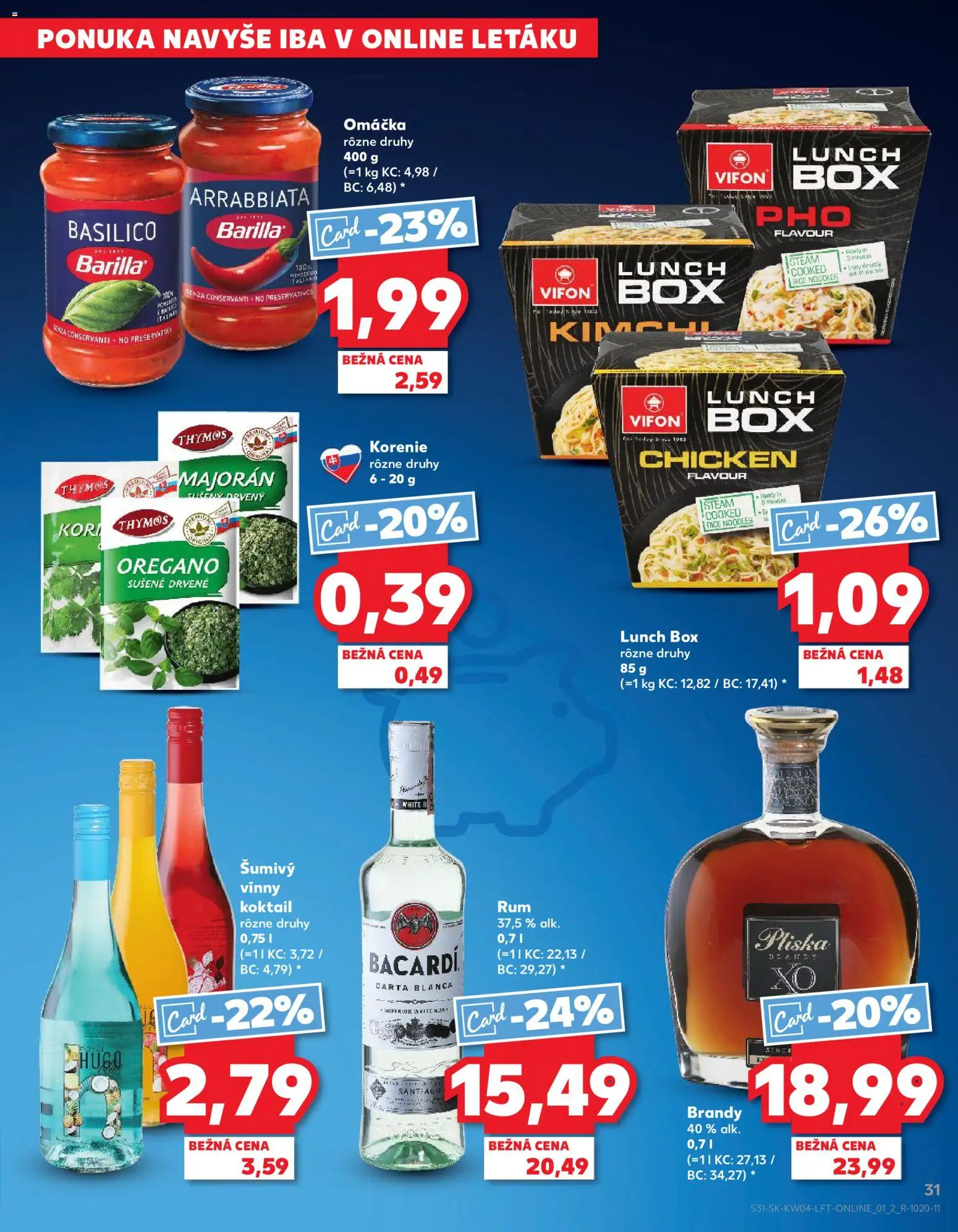 Nové Kaufland akcie – leták je platný od 22.01.2026 | Strana: 31 | Produkty: Brandy, Korenie, Omáčka, Rum