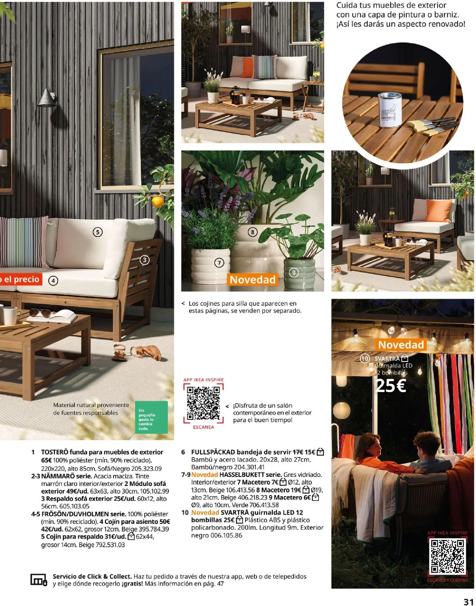 IKEA - Muebles de exterior │ válido desde el 01/09/2026 | Página: 31 | Productos: Funda, Macetero, Cojín, Silla
