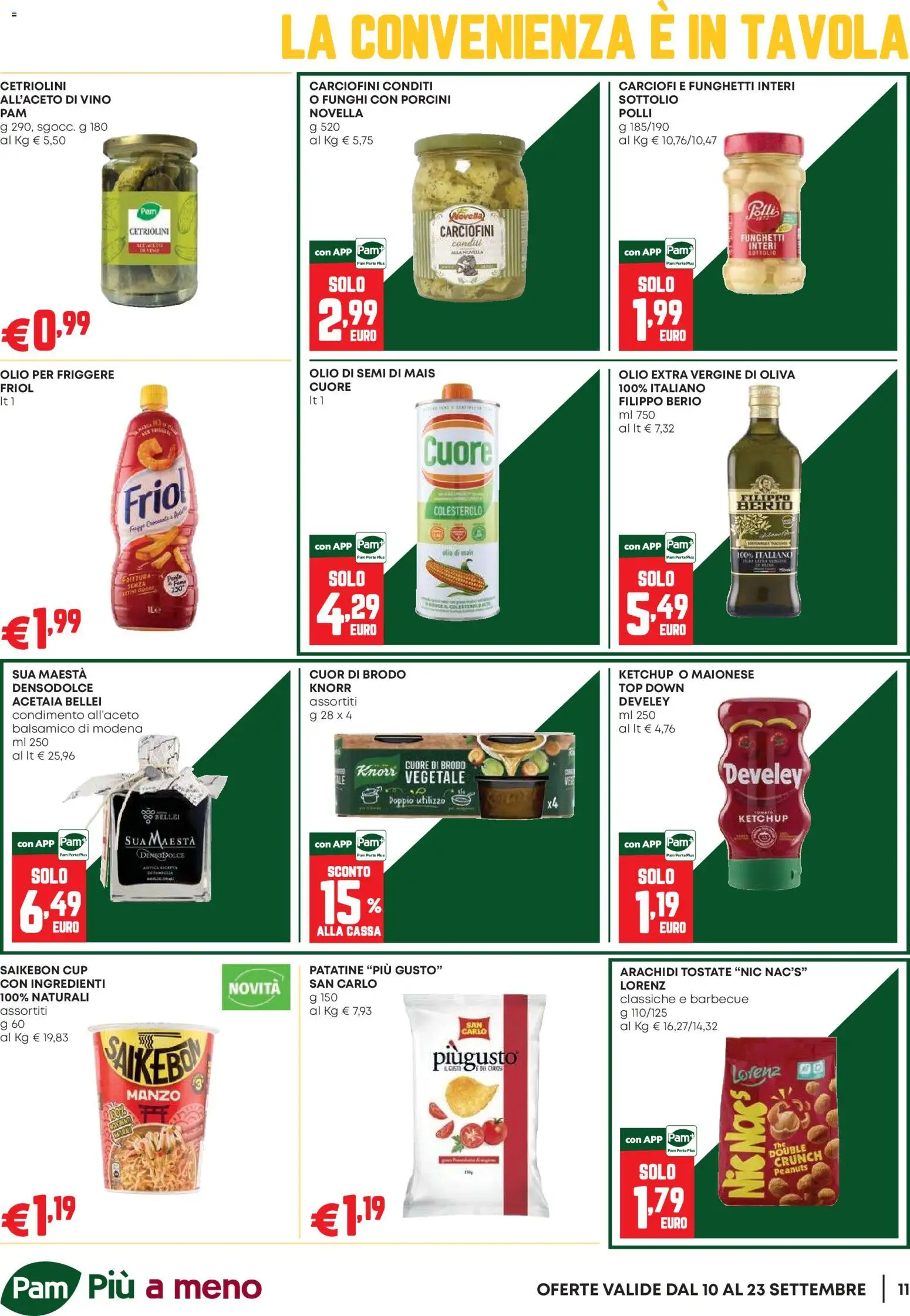 Volantino PAM del 10/09/2026 | Pagina: 11 | Prodotti: Ketchup, Funghi, Carciofi, Cetriolini