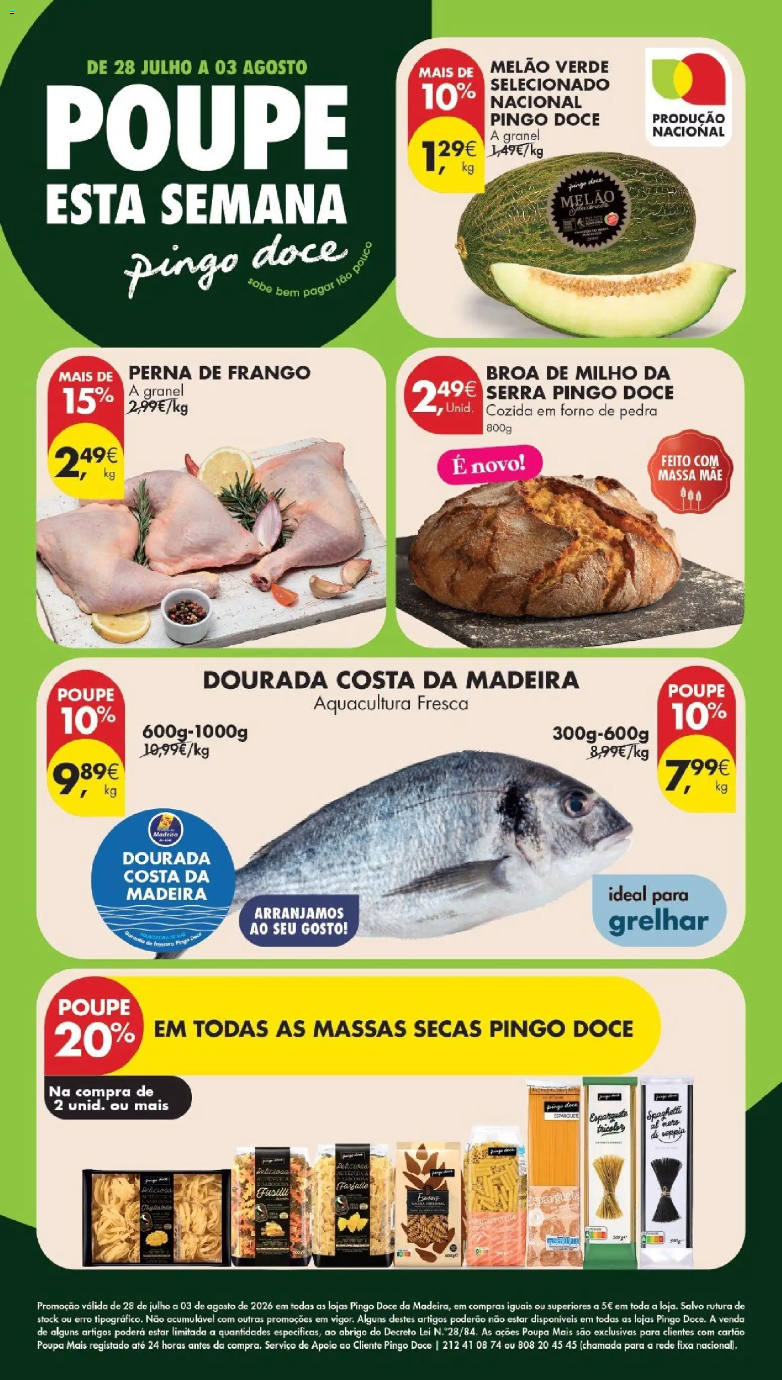 Pingo Doce Poupe Esta Semana Madeira │ válido de 28/07/2026 | Página: 1 | Produtos: Dourada, Frango, Melão, Milho