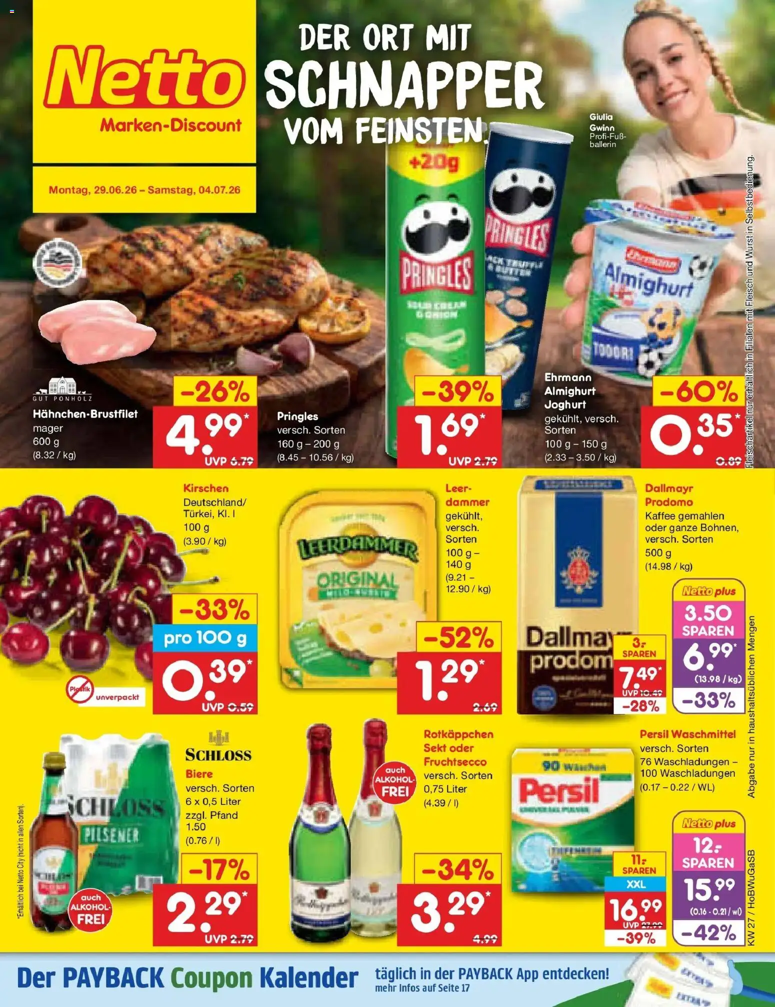 Netto Marken-Discount Prospekt Bremen-Lesum – gültig ab 28.06.2026 | Seite: 1 | Produkte: Joghurt, Waschmittel, Pringles, Fleisch