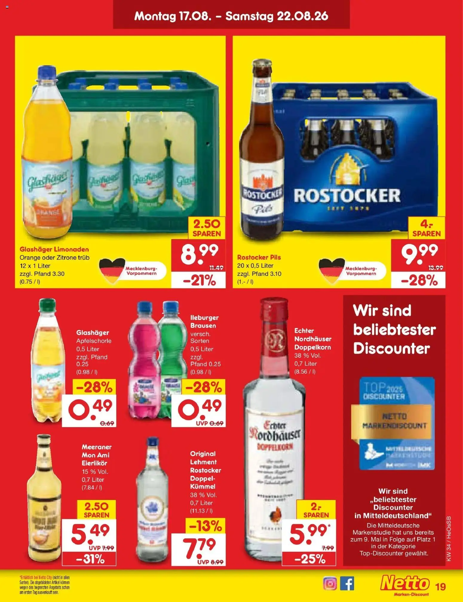 Netto Marken-Discount Prospekt Kröpelin – gültig ab 17.08.2026 | Seite: 25 | Produkte: Top, Pils, Zitrone