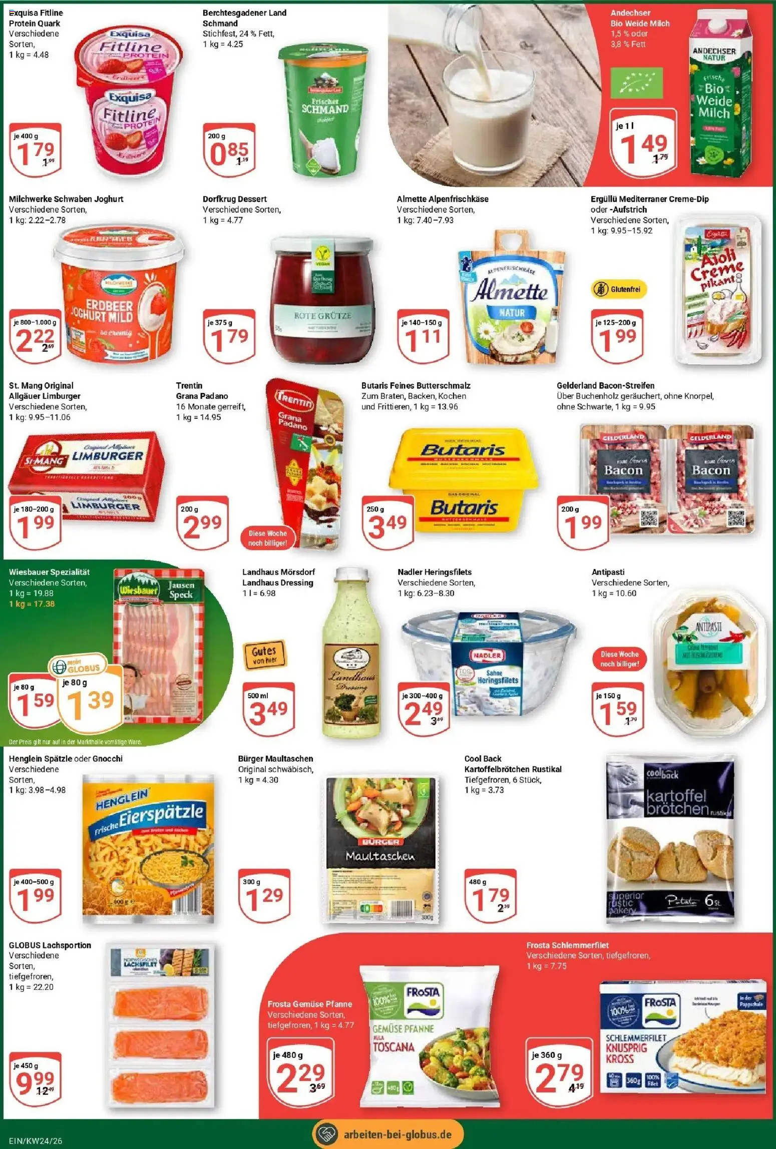 Globus Prospekt Homburg-Einöd – gültig ab 08.06.2026 | Seite: 4 | Produkte: Butterschmalz, Quark, Frosta, Sahne