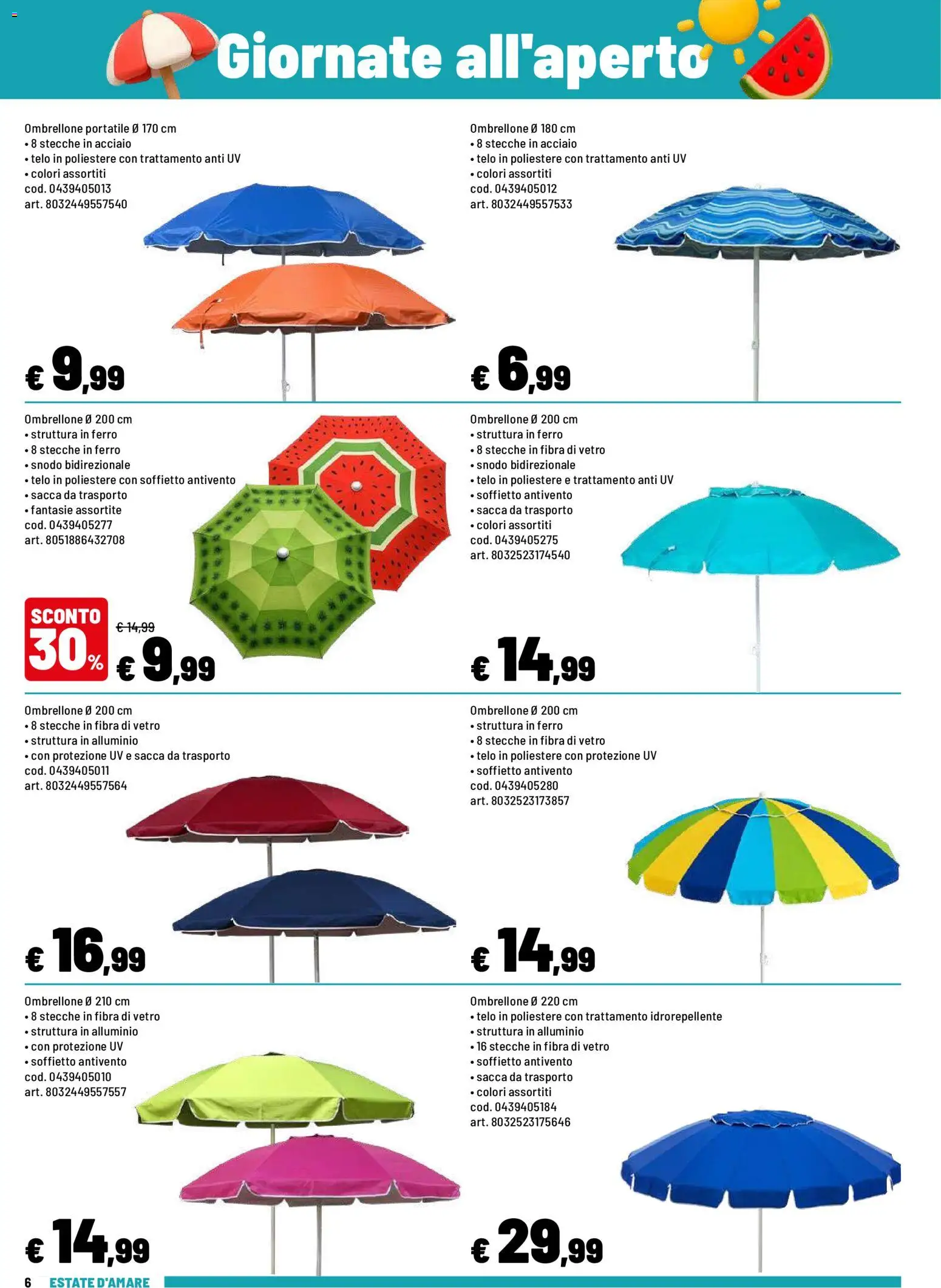 Volantino Iper del 08.06.2026 | Pagina: 6 | Prodotti: Ombrellone, Alluminio