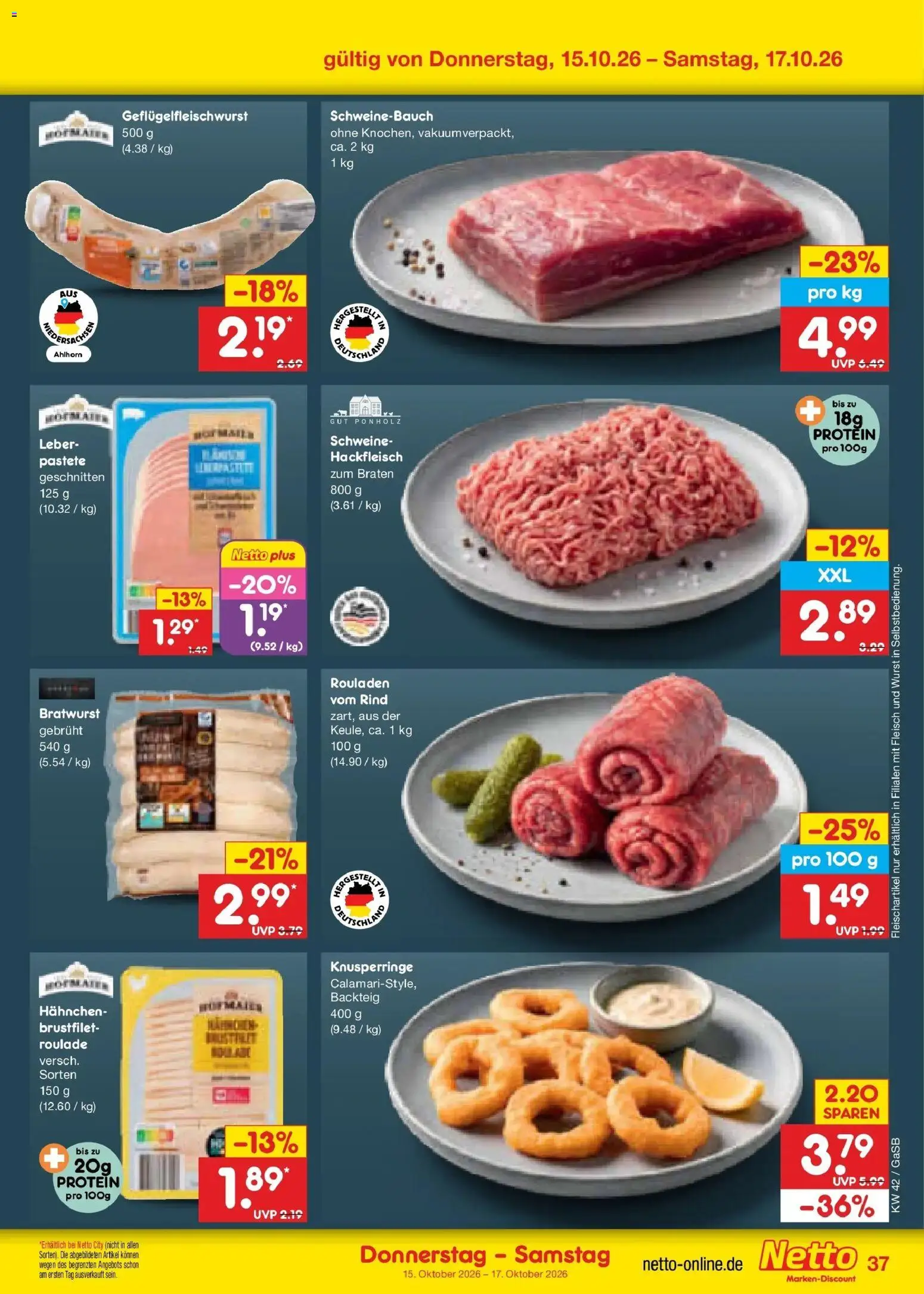 Netto Marken-Discount Prospekt Oldenburg (ab 12.10.2026) » Angebote | Seite: 51 | Produkte: Hahnchen, Bratwurst, Wurst, Fleisch